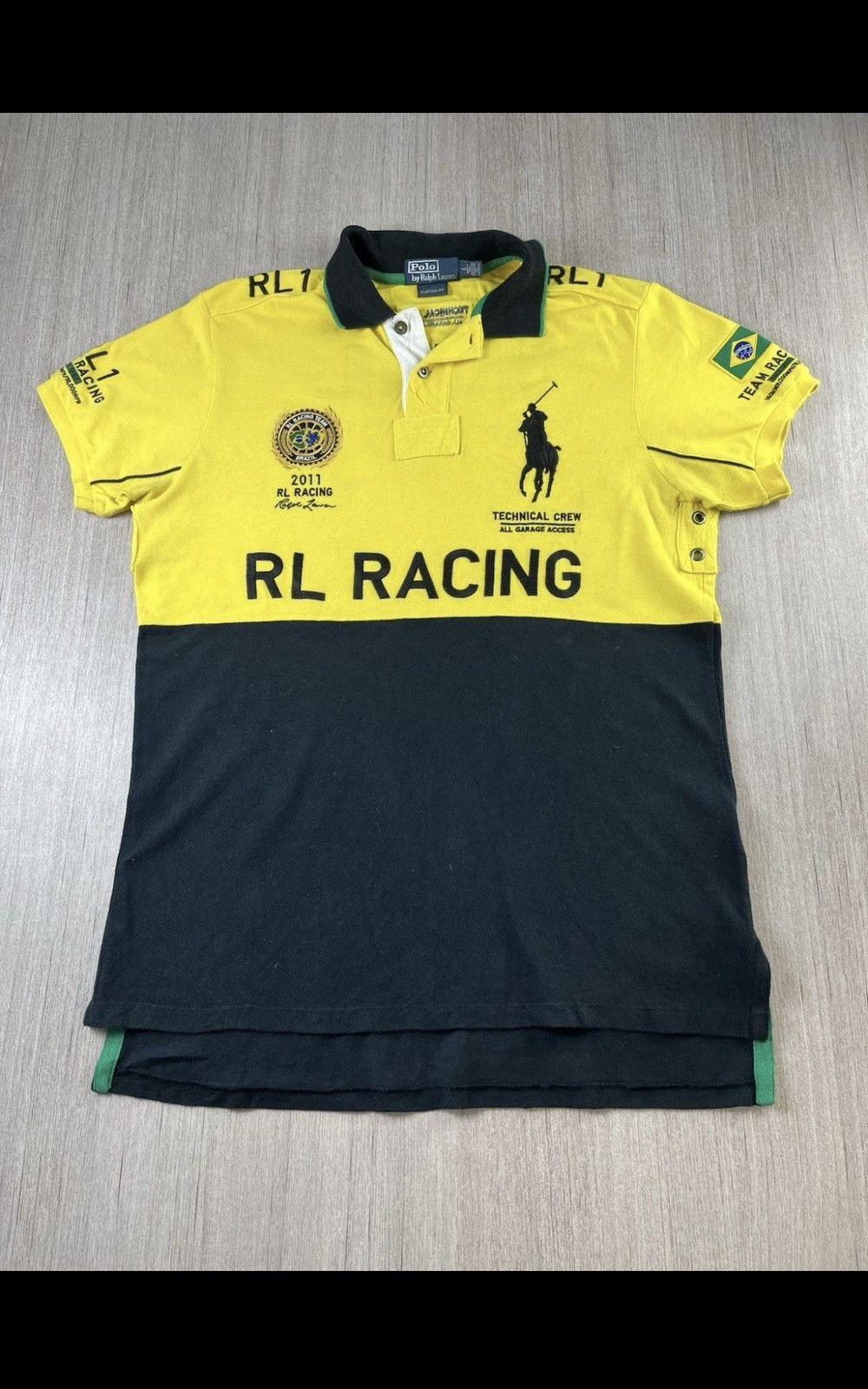 Polo RL1 TEAM RACING ポロシャツ 2011年 VTG POLO RALPH LAUREN MENS WHITE 100%COTTON 2011 RL RACING POLO