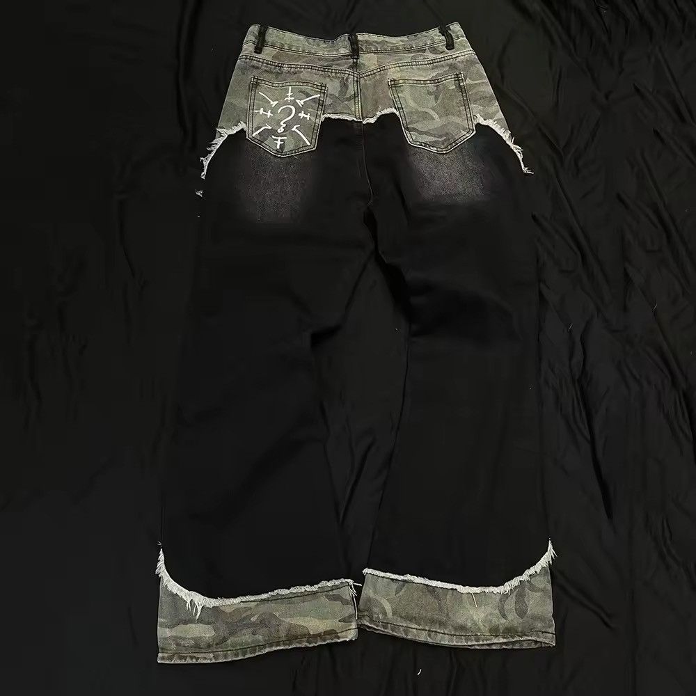 Jean Embroidery Washed Vintage Patchwork Camo Boot Cut Jeans Size US 30 / EU 46 - 3 Thumbnail