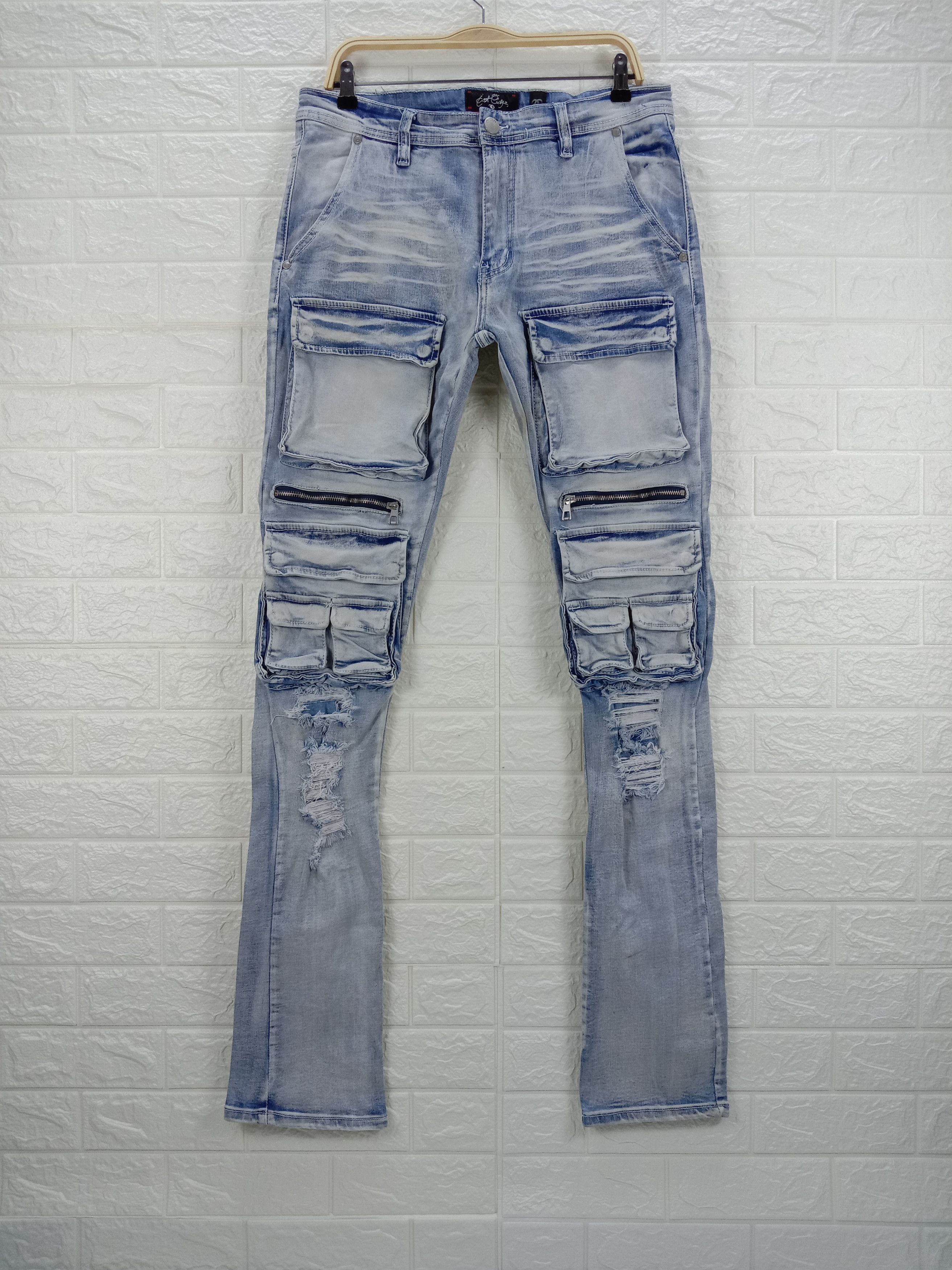 If Six Was Nine Vintage Japanese Bondage Multi Pocket Cargo Jeans Size US 34 / EU 50 - 1 Thumbnail