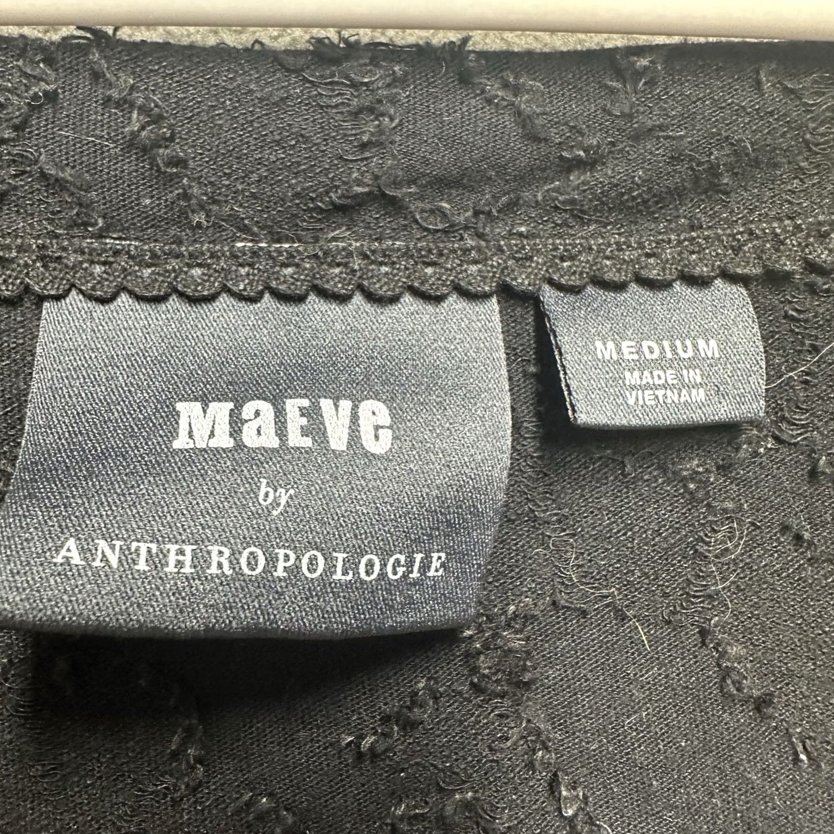 Vintage Maeve Anthropologie Blouse Top Womens M Black Textured Puff Sleeve Square Neck Size M / US 6-8 / IT 42-44 - 4 Thumbnail