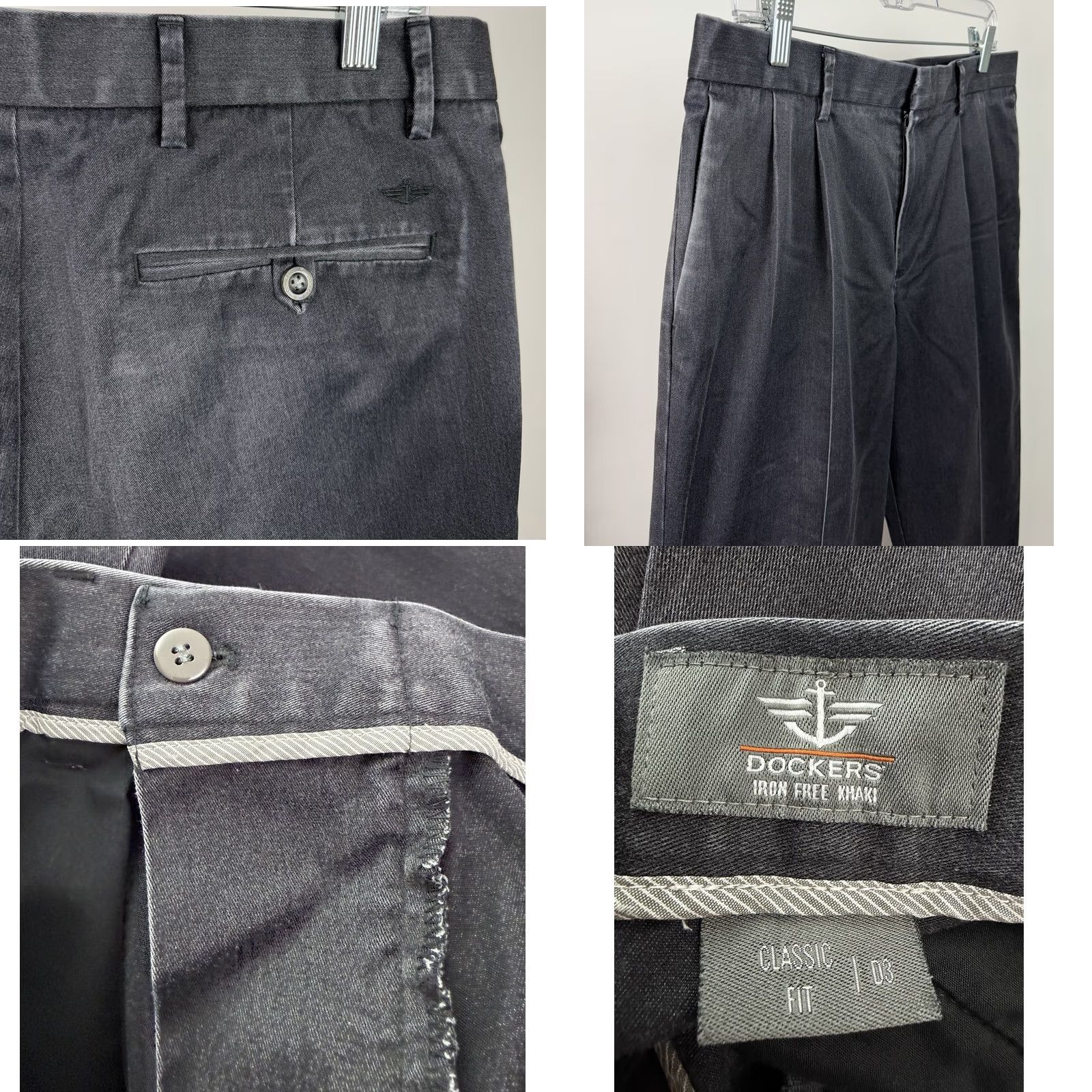 Dockers DOCKERS Mens Pants 33x26 Chino Relaxed Iron Free Khakis Gray 80s 90s City Grunge Retro casual Size US 33 - 9 Thumbnail