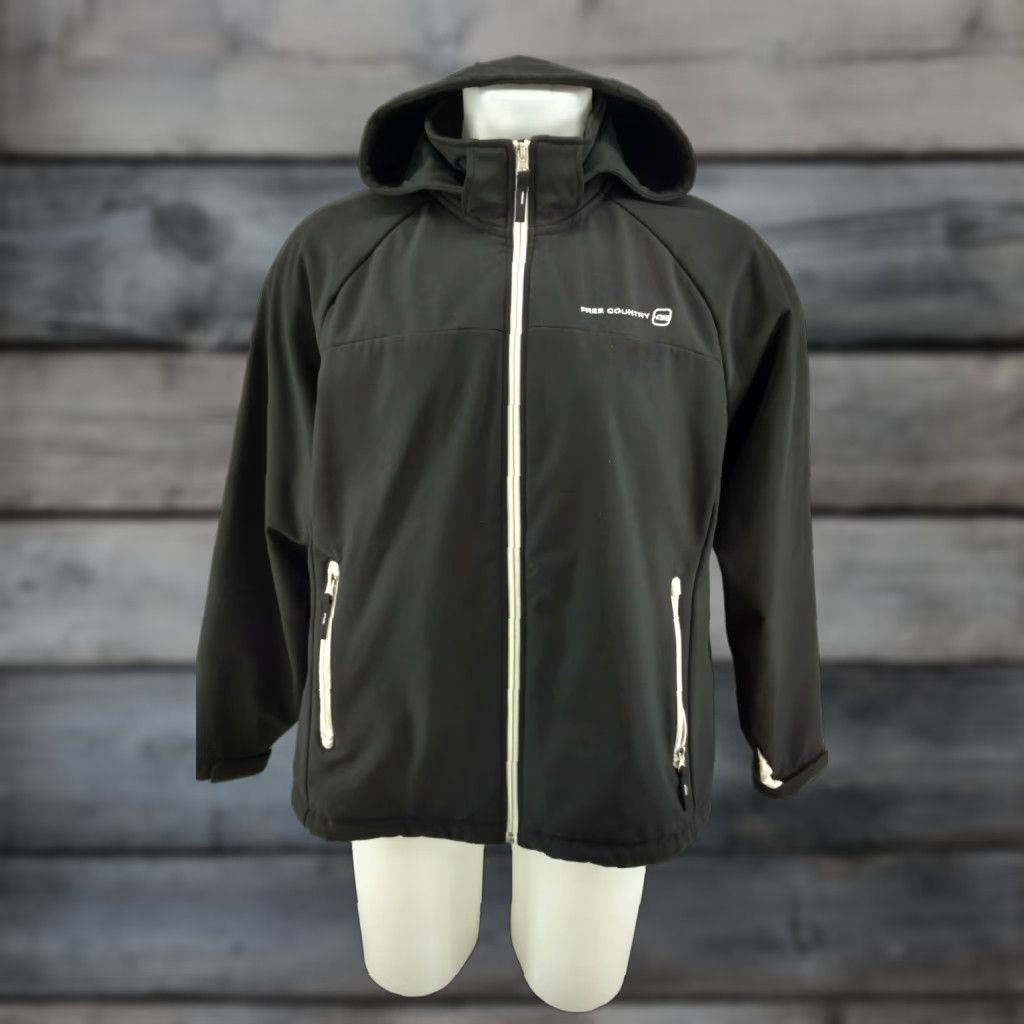 Free Country Free Country Solid Black Zip Up Hooded Jacket For Size 2XL Mens Jacket Size US XXL / EU 58 / 5 - 1 Thumbnail