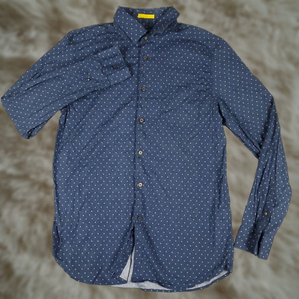 Ted Baker TED BAKER Button-Up Shirt Mens Large Blue Geometric Long Sleeve Casual Size US L / EU 52-54 / 3 - 1 Thumbnail