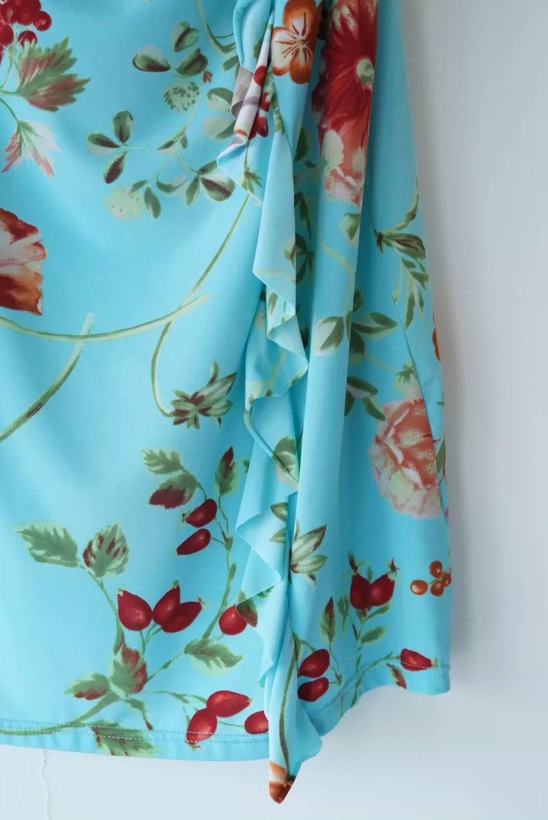 Kenzo KENZO sizeM Water blue flowers and grass waves half skirt Size 25" / US 0 / IT 36 - 1 Thumbnail