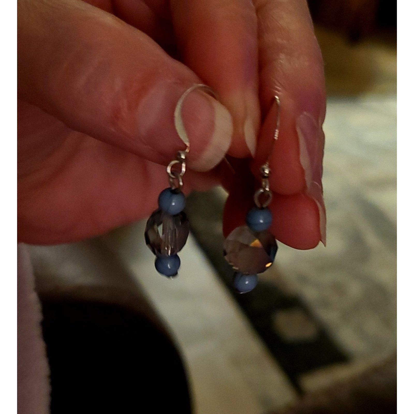 Handmade Earrings crystal and glass beaded Size ONE SIZE - 2 Thumbnail
