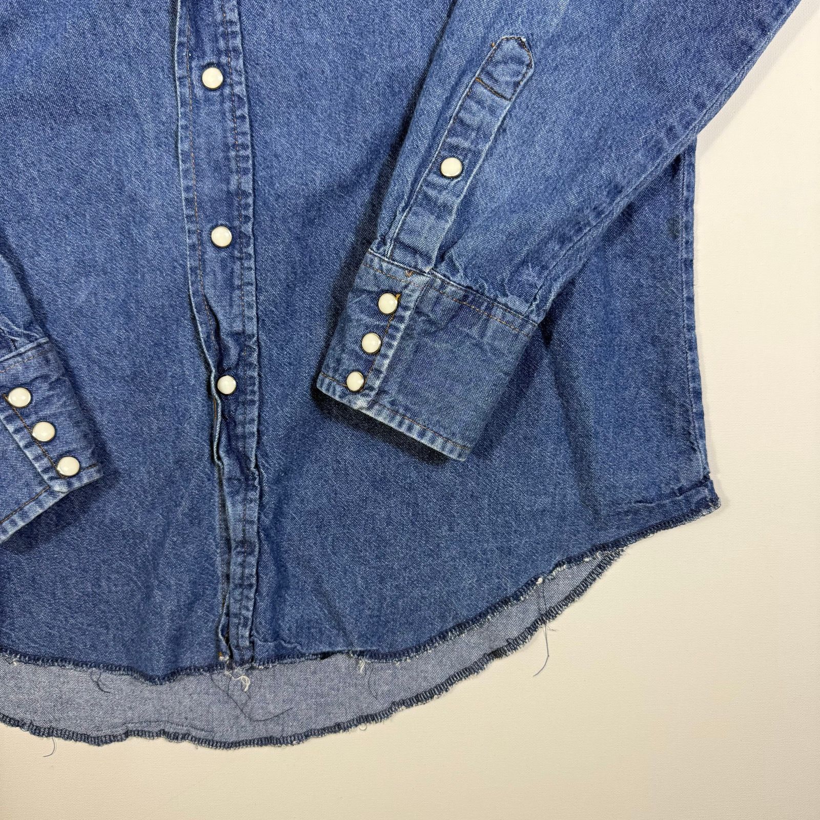 Wrangler Wrangler Denim Western Pearl Snap Blue Large Tall 17-36 Size US L / EU 52-54 / 3 - 6 Thumbnail