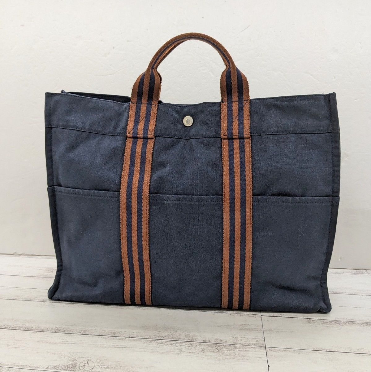 Hermes Sac cabas Hermes vintage toile bleu marine Size ONE SIZE - 1 Thumbnail