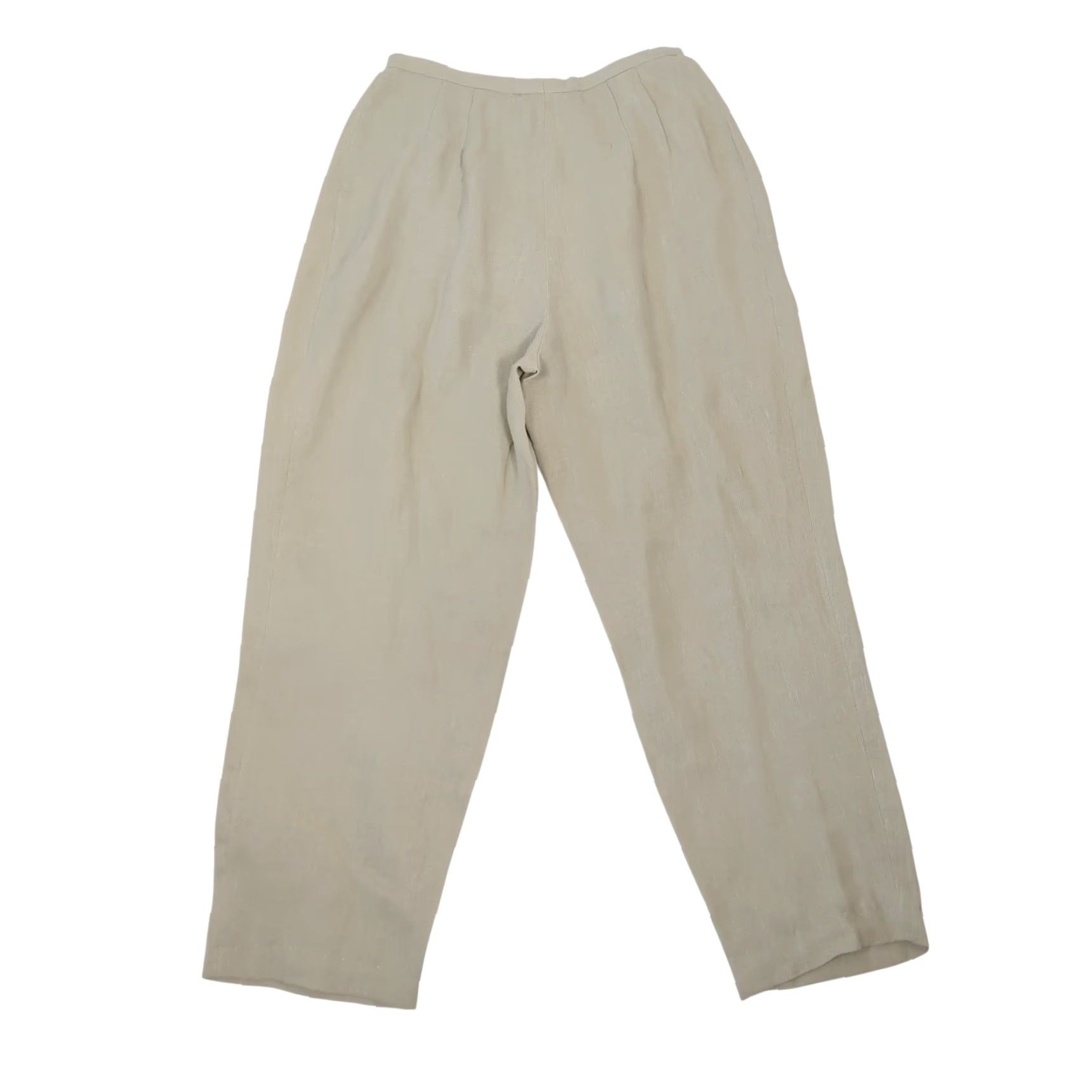 Karl Lagerfeld VINTAGE KL by Karl Lagerfeld Pants Khaki Tan High Rise Pleat Wide Leg 28" Linen 90s Womens" Size 32" / US 10 / IT 46 - 3 Thumbnail