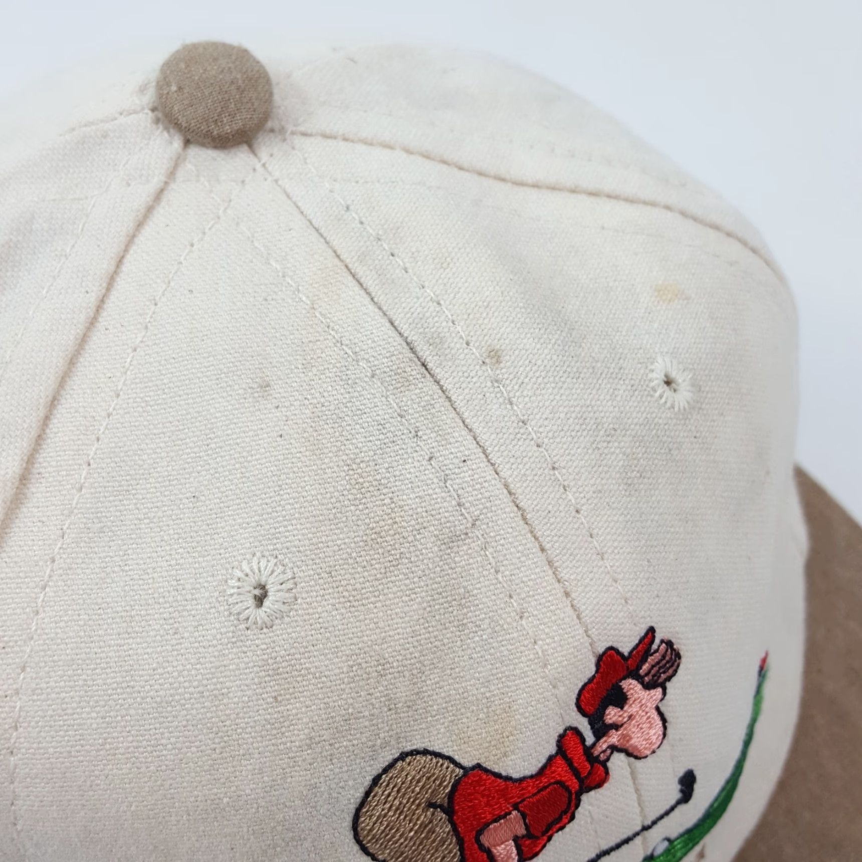 Vintage VINTAGE Brett Ogle Funny Golf Parody Adjustable Baseball Cap Hat, One Size, Beige, 90s, Mens Size ONE SIZE - 4 Thumbnail