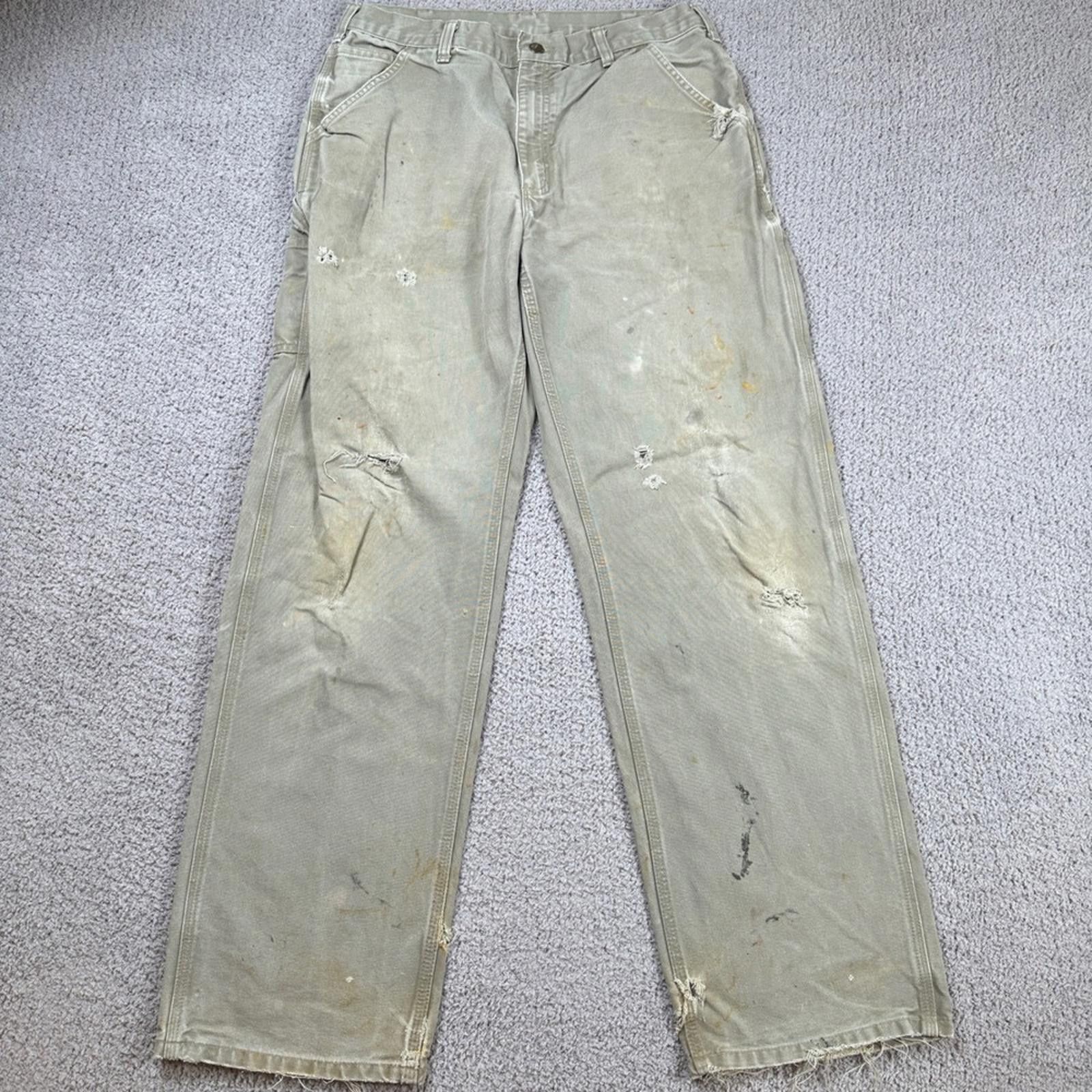 Carhartt Carhartt Mens 34x34 B11 Tan Carpenter Work Pants Distressed Size US 34 / EU 50 - 1 Thumbnail