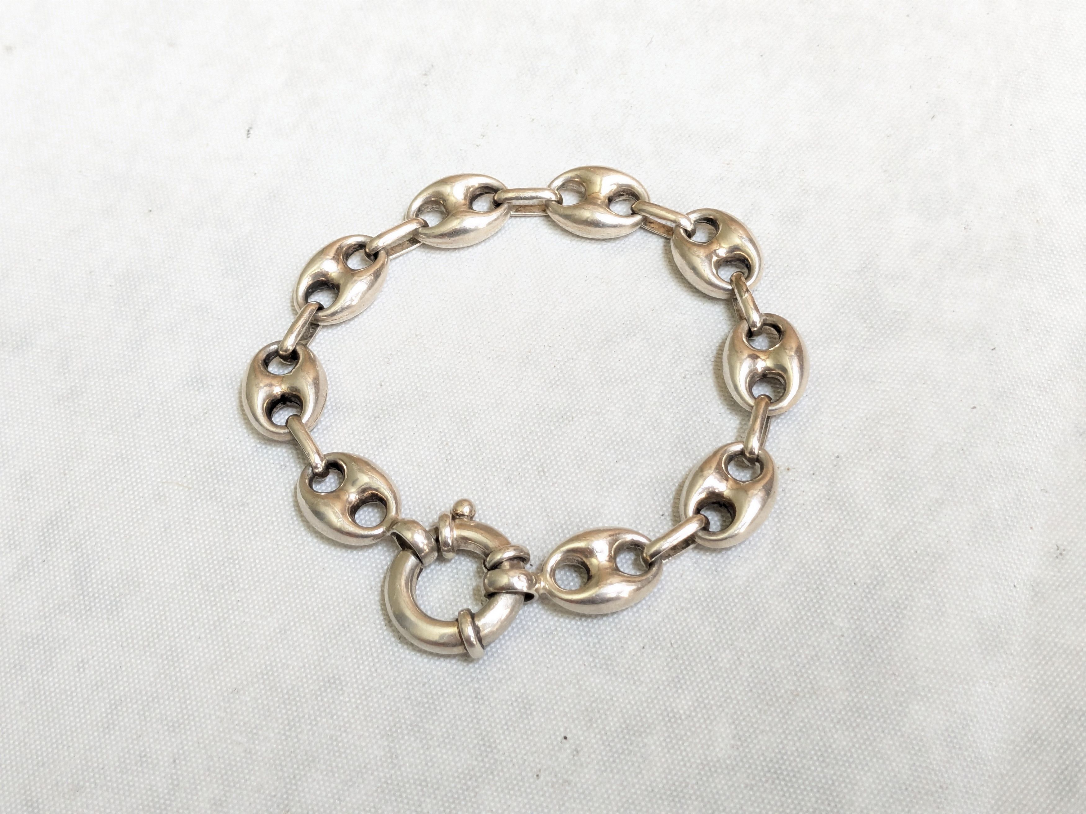 Jewelry Vintage Sterling Silver Anchor Mariner Bracelet 6.75" Hollow Size 26 - 1 Thumbnail