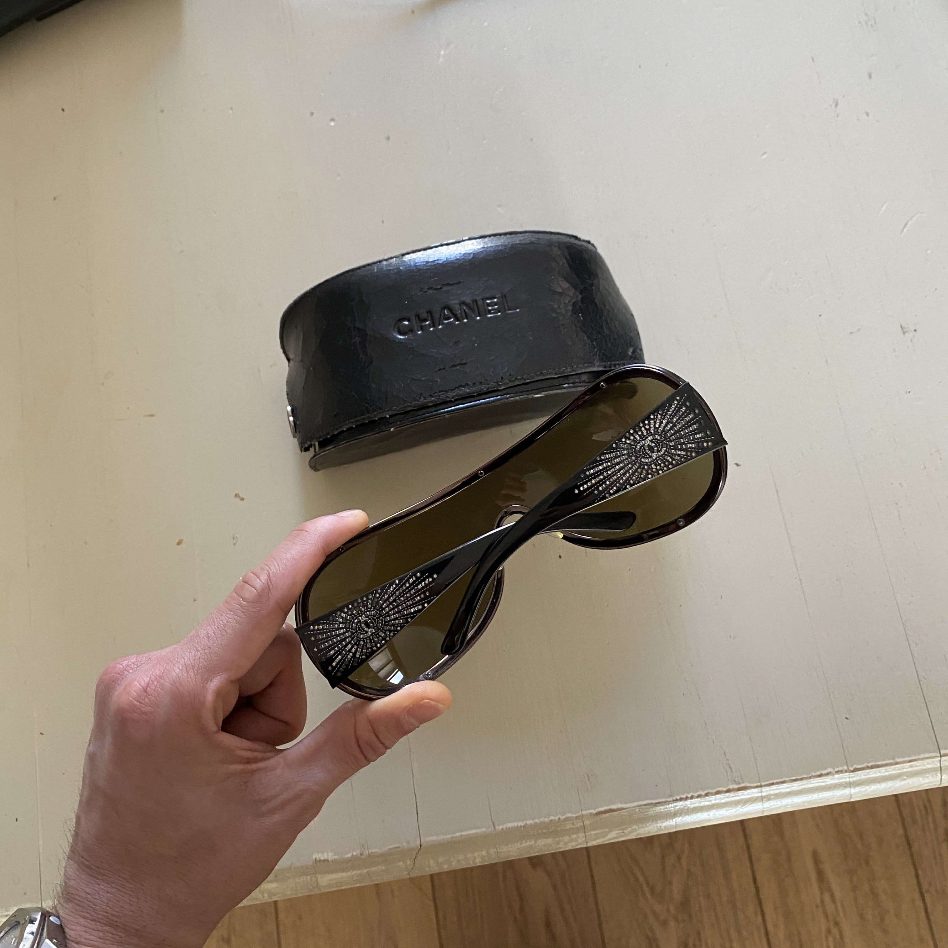 image of Iconic Chanel Y2K Mask Sunglasses in Dark Smoke, Women's