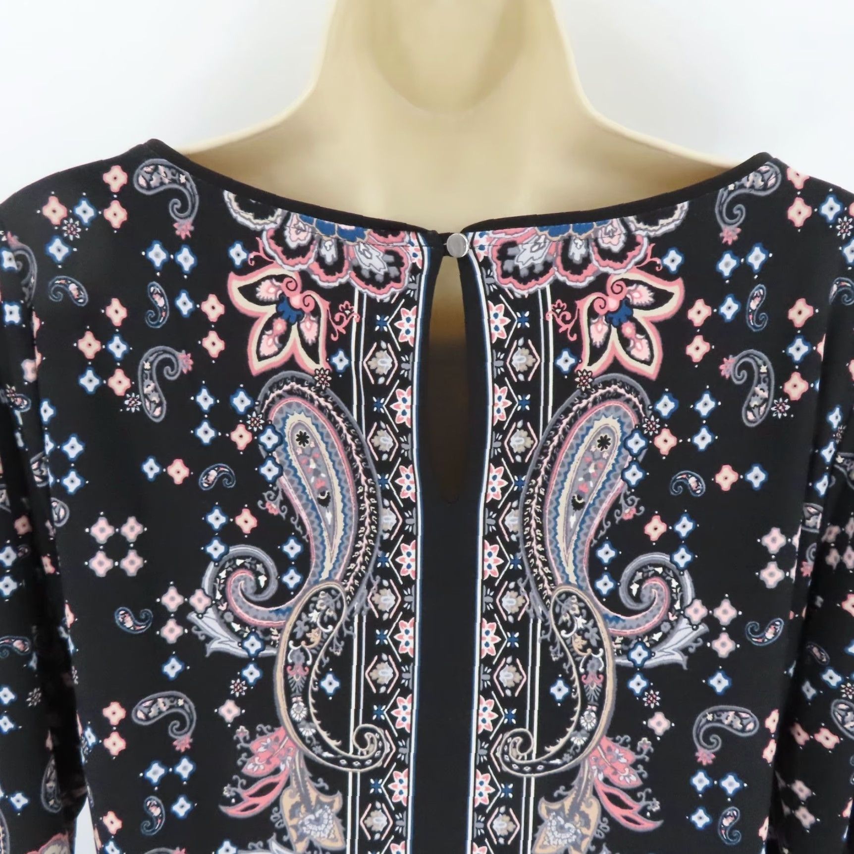 White House Black Market White House Black Market Women Small Black Pink Blue Paisley Scroll Sheath Dress Size S / US 4 / IT 40 - 7 Thumbnail
