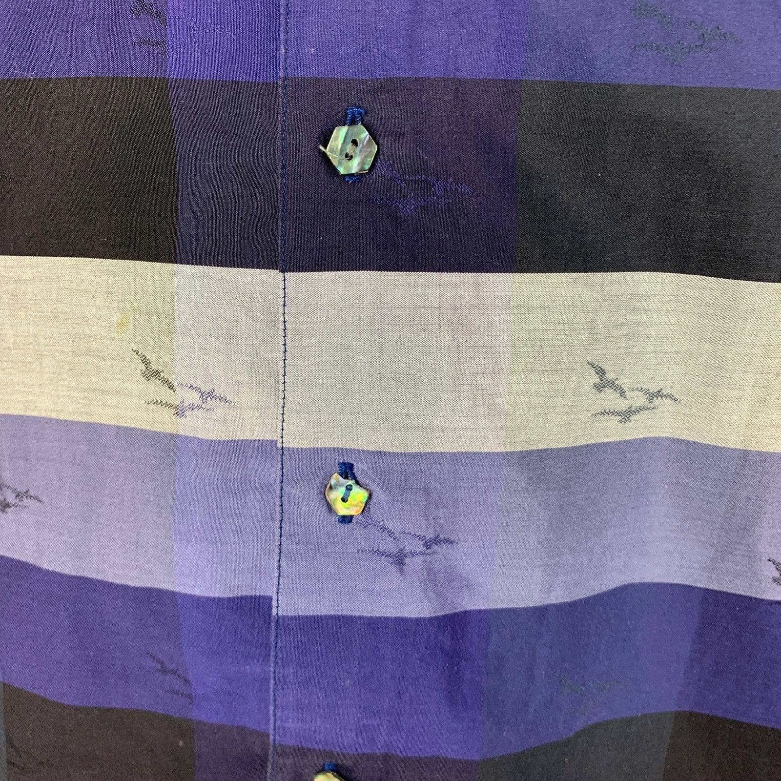 Robert Graham Size L Blue Black Grey Stripe Cotton Short Sleeve Shirt Size US L / EU 52-54 / 3 - 7 Thumbnail