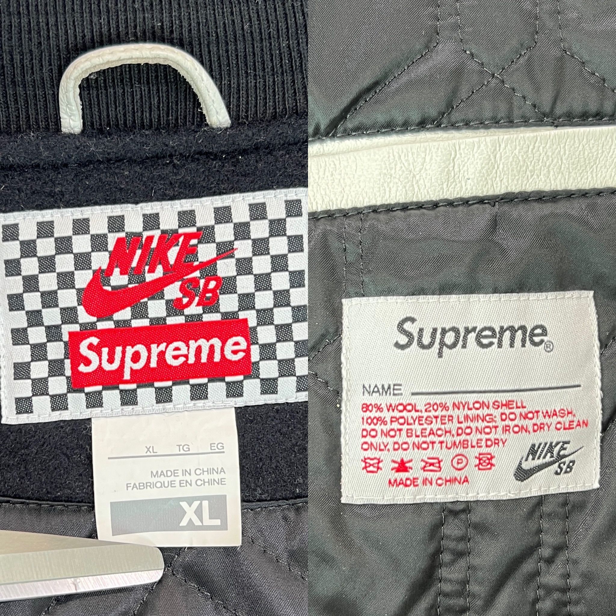 Nike × Supreme Supreme Nike SB Varsity Jacket Black 2007 Size US XL / EU 56 / 4 - 7 Thumbnail