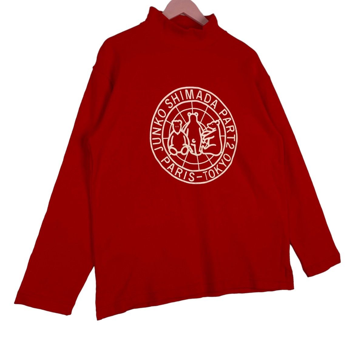 Junko Shimada × Vintage Vintage Jungko Shimada Printed Turtleneck Sweatshirt Red Size M / US 6-8 / IT 42-44 - 3 Thumbnail