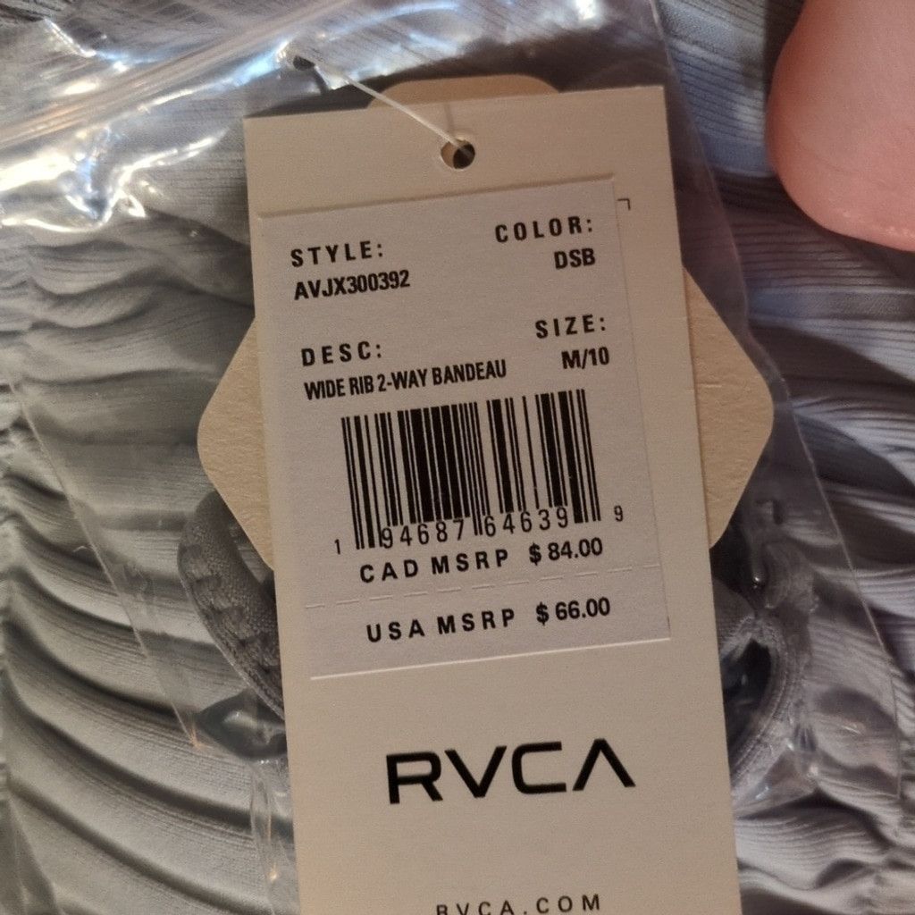 RVCA Rvca Blue Wide Rib 2-Way Bandeau Bikini Top Size M/10 Size ONE SIZE - 6 Thumbnail