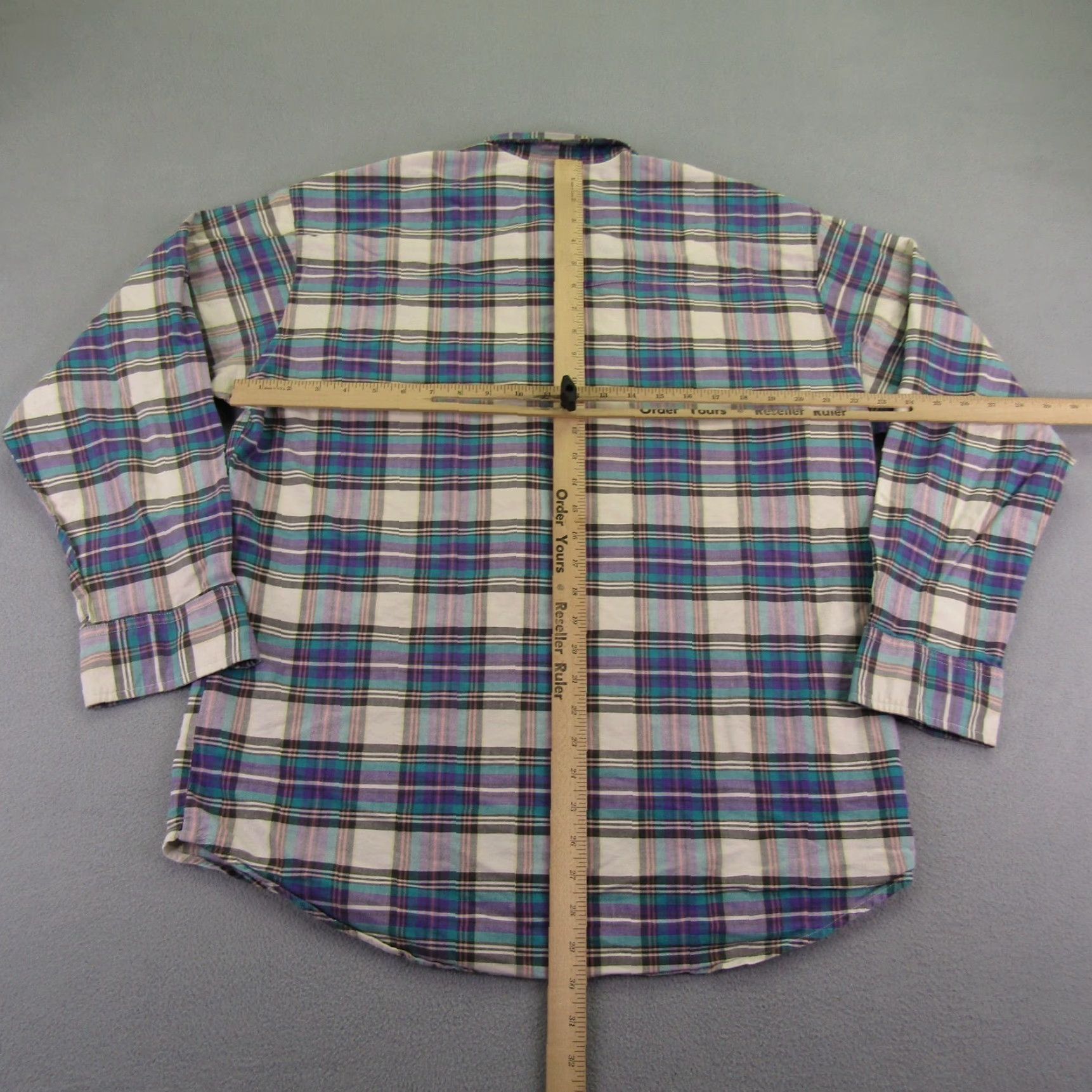 Wrangler VINTAGE Wrangler Shirt Mens Large Purple Turquoise Plaid Twenty X 20X Button Up Western Size US L / EU 52-54 / 3 - 5 Thumbnail