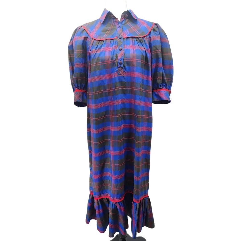 Designer Ricki Freeman for Teri Jon. Vintage Plaid Dress. Size: M Size M / US 6-8 / IT 42-44 - 4 Thumbnail
