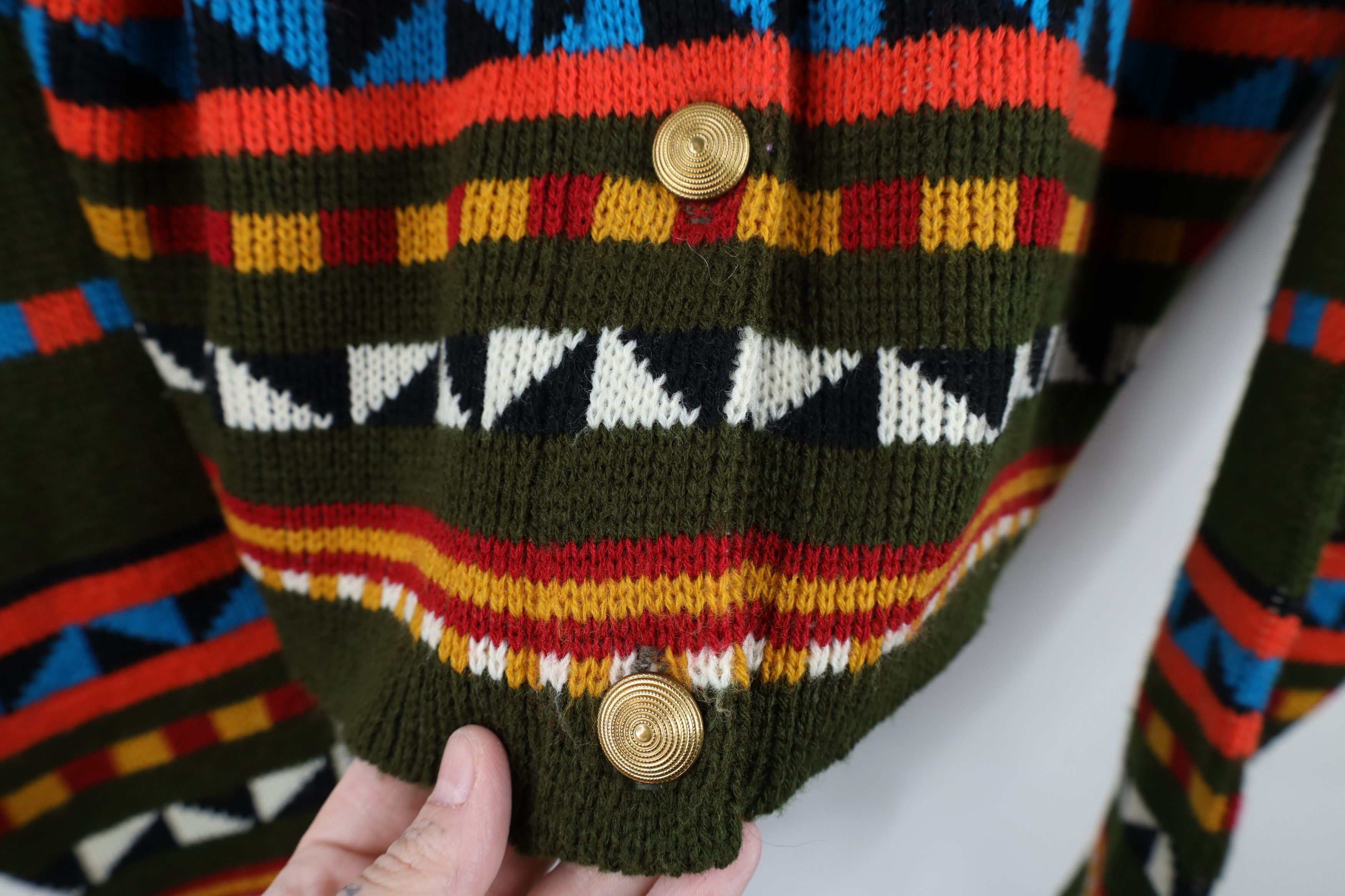 Vintage Vintage 80s Streetwear Geometric Knit Cardigan Sweater USA Size M / US 6-8 / IT 42-44 - 4 Thumbnail