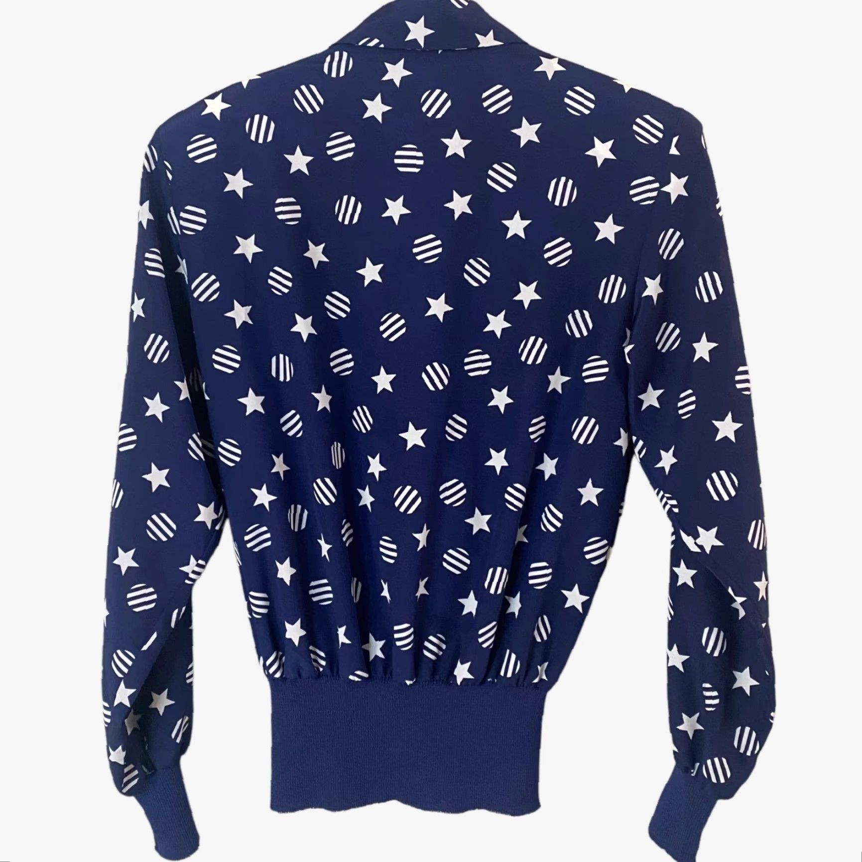 Doublet VINTAGE Castleberry Blouse Double Breasted Blue Star Print Long Sleeve Women Size 4 Shoulder Pads 80s Patriotic USA Made Size S / US 4 / IT 40 - 3 Thumbnail