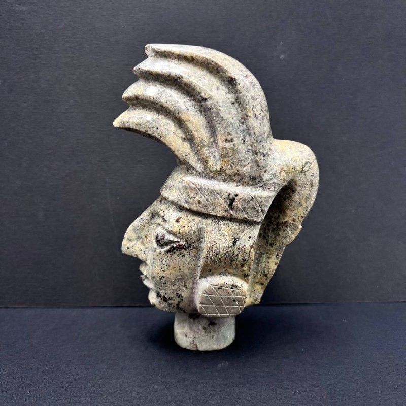 Vintage Indonesian Hand Carved Stone Head Sculpture Primitive Size ONE SIZE - 4 Thumbnail