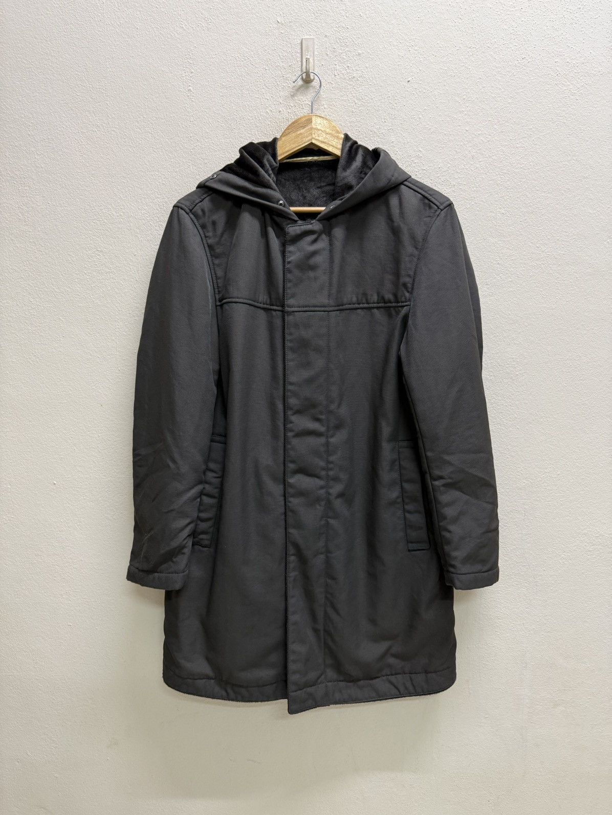 Jun Men Velvet Lined Parka Jacket Dark Green