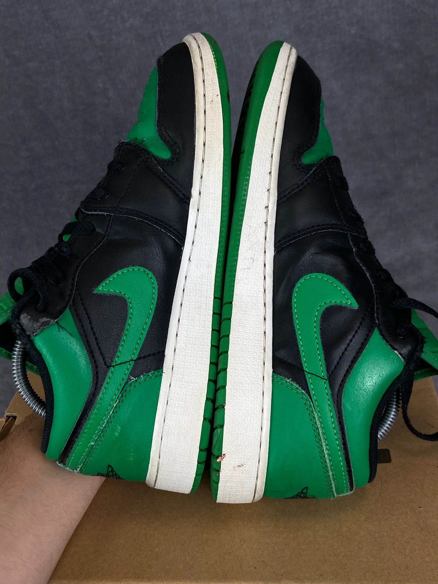 Nike Air Jordan 1 Low Black Green Sneakers 38.5 Size US 5.5 / EU 38 - 11 Thumbnail