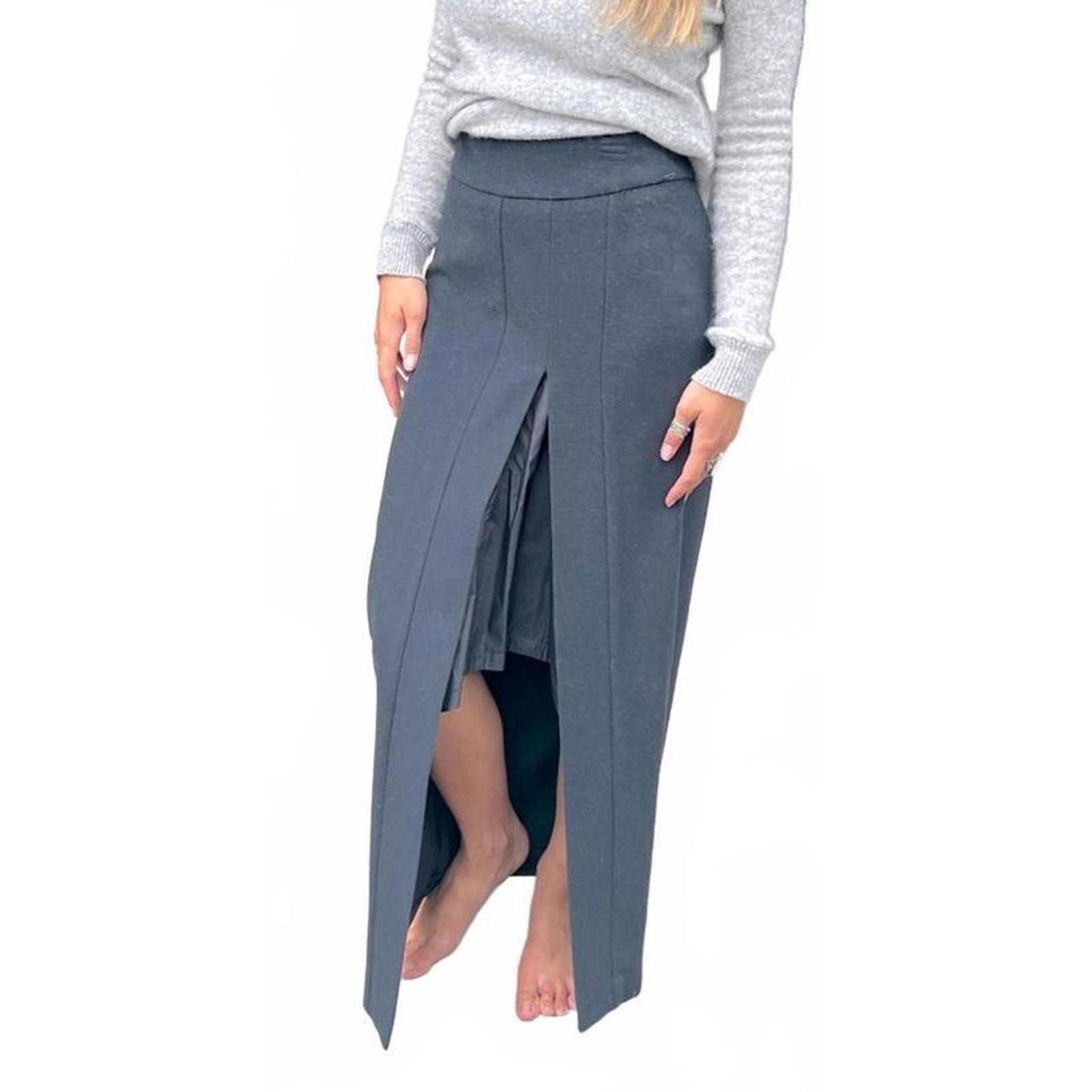 Dries Van Noten 36 Black Wool Pencil Skirt w/ Kick Slit