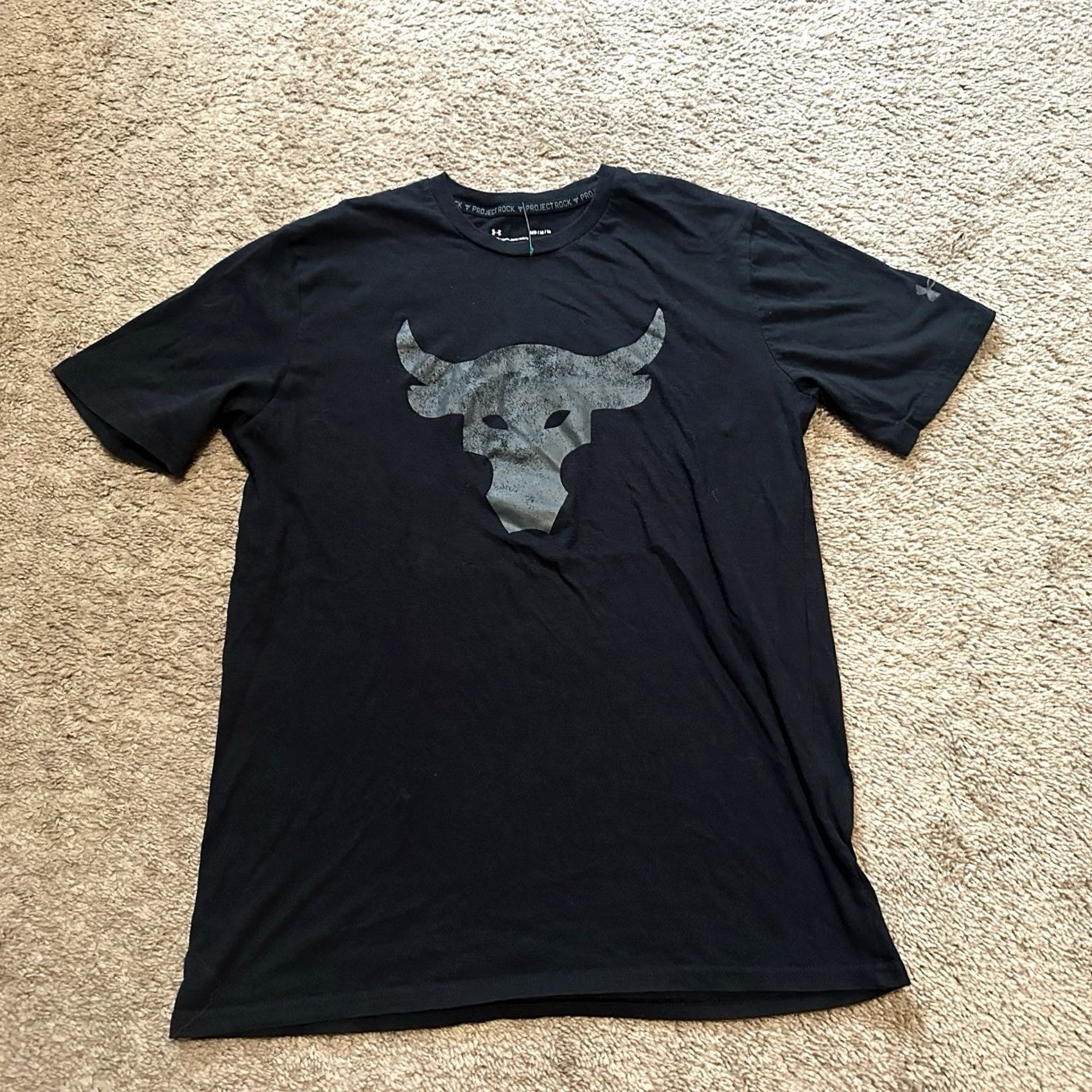 Under Armour Under Armour Project Rock Shirt Mens Medium Logo Gym Training Workout Black Size US M / EU 48-50 / 2 - 2 Thumbnail