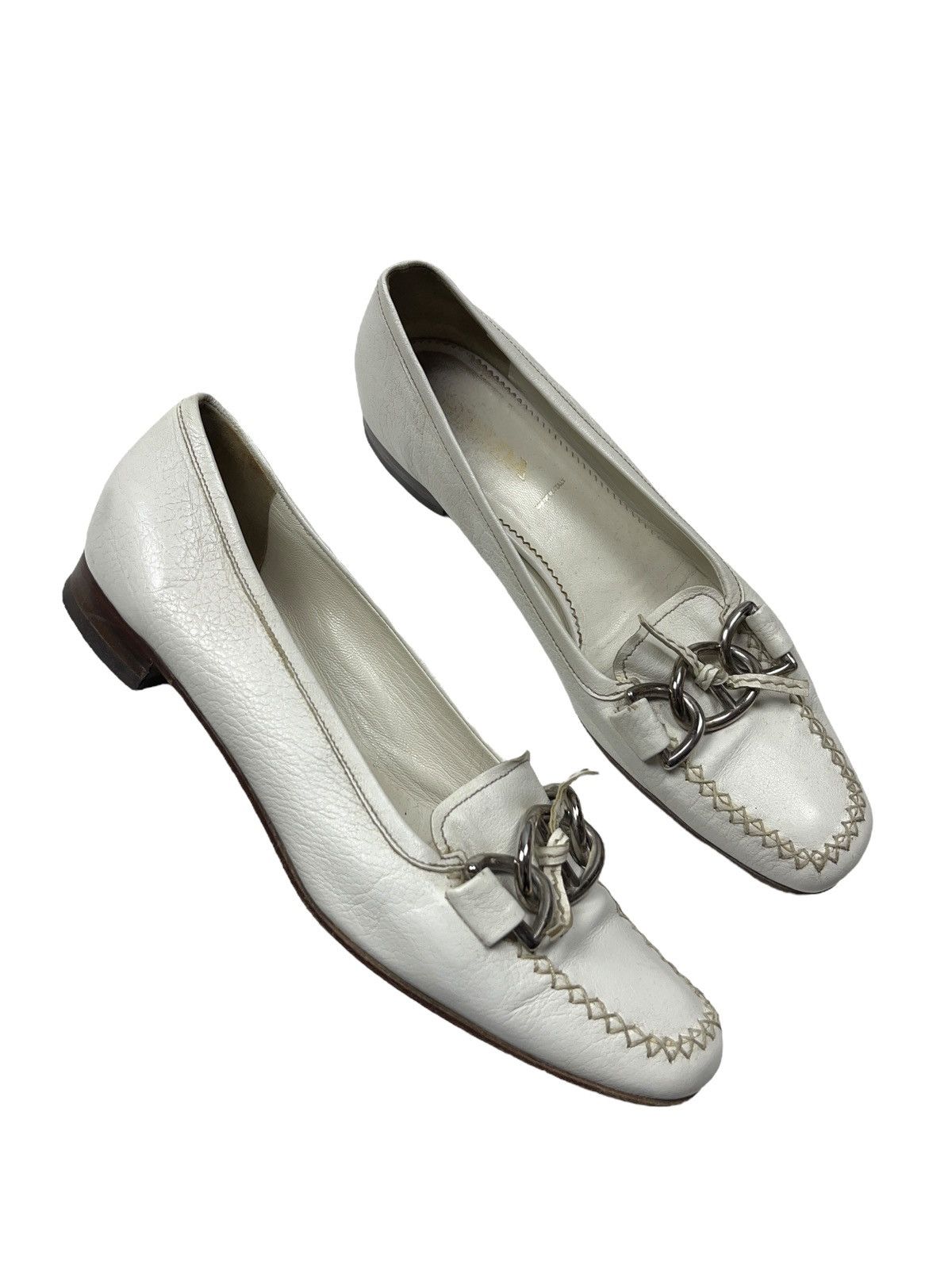 Prada × Vintage Vintage Prada Leather Loafers with Metal Chain Size US 7 / IT 37 - 1 Thumbnail