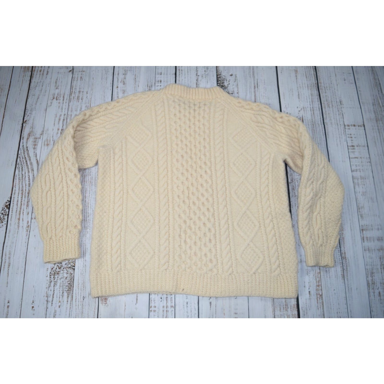 Vintage VINTAGE CREAM HEAVY WOOL HANDKNIT FISHERMAN SWEATER 1970s UNISEX ADULT 2XL Size XXL / US 16-18 / IT 52-54 - 7 Thumbnail