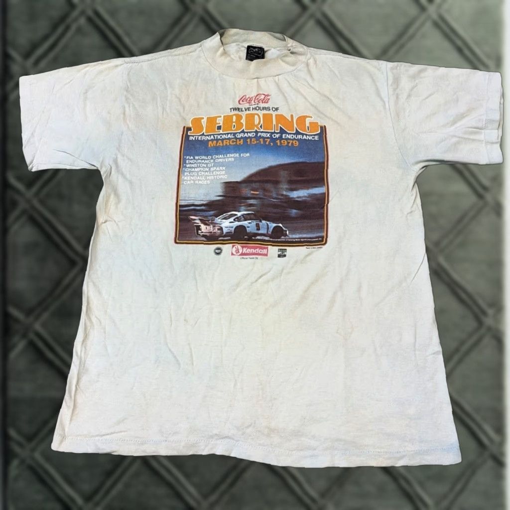Vintage VINTAGE 1979 Sebring Grand Prix Coca-Cola Racing Race T-Shirt Large Blue Unisex Adults L Mens Womens Size US L / EU 52-54 / 3 - 1 Thumbnail
