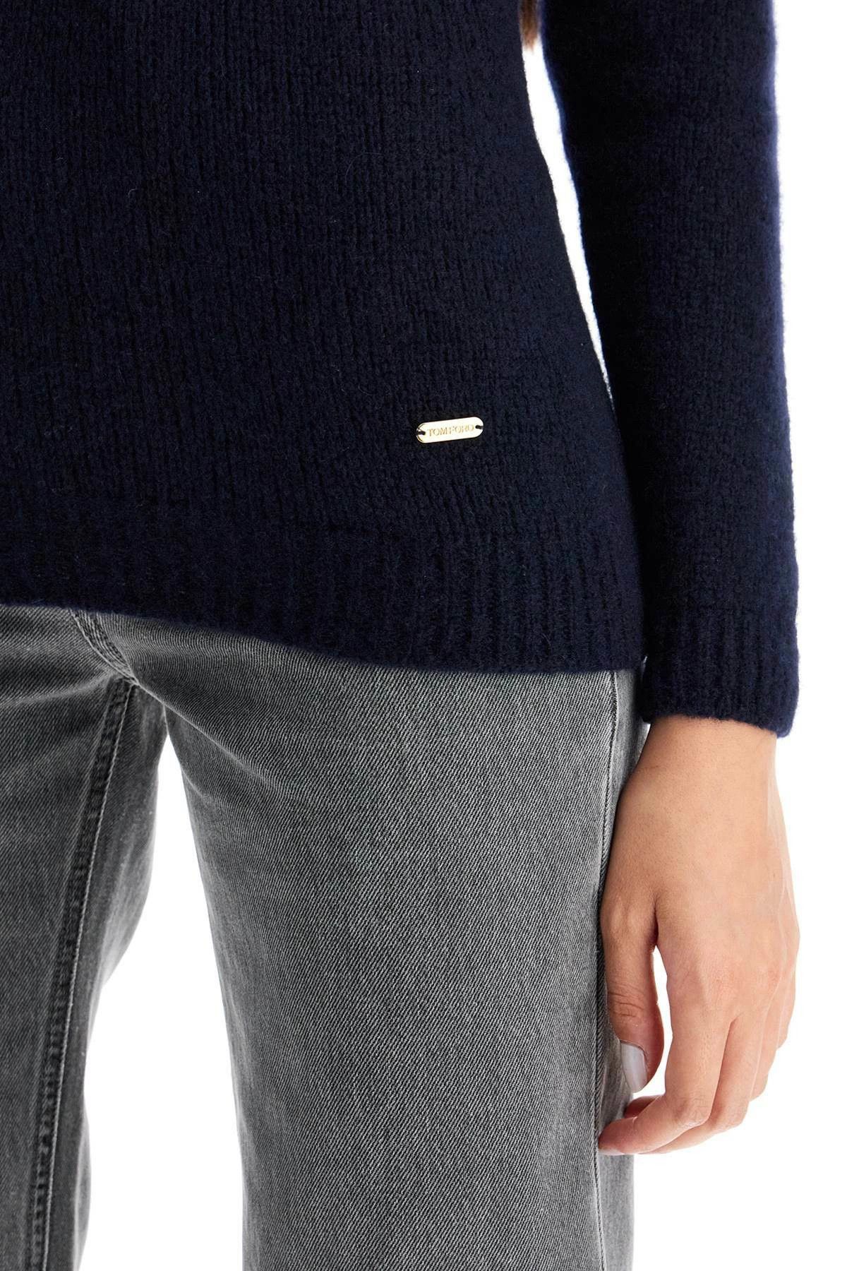 Tom Ford o1y0226 V-neck Cashmere Blend Sweater in Midnight Blue Size S / US 4 / IT 40 - 4 Thumbnail
