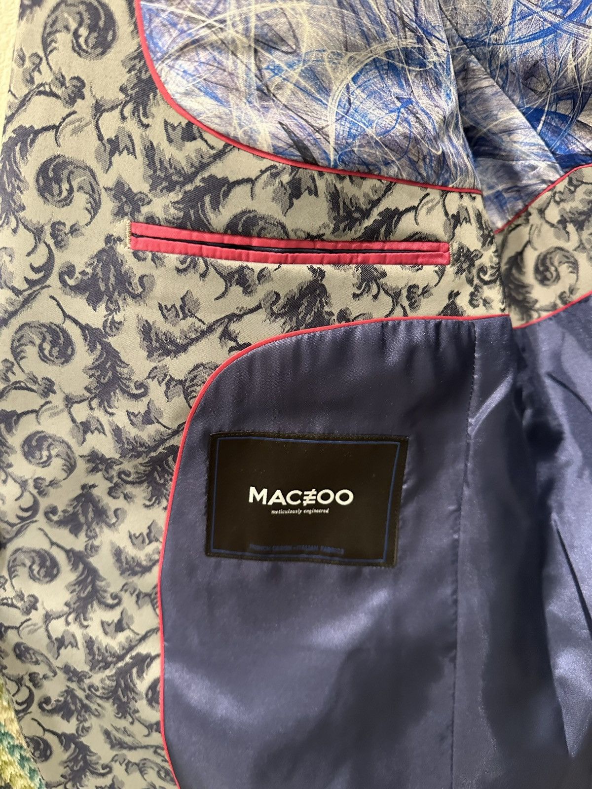 Maceoo MACEOO Paris Men’s Descartes Swirl Blue Blazer Size 40/3 NWT Size 40R - 13 Thumbnail