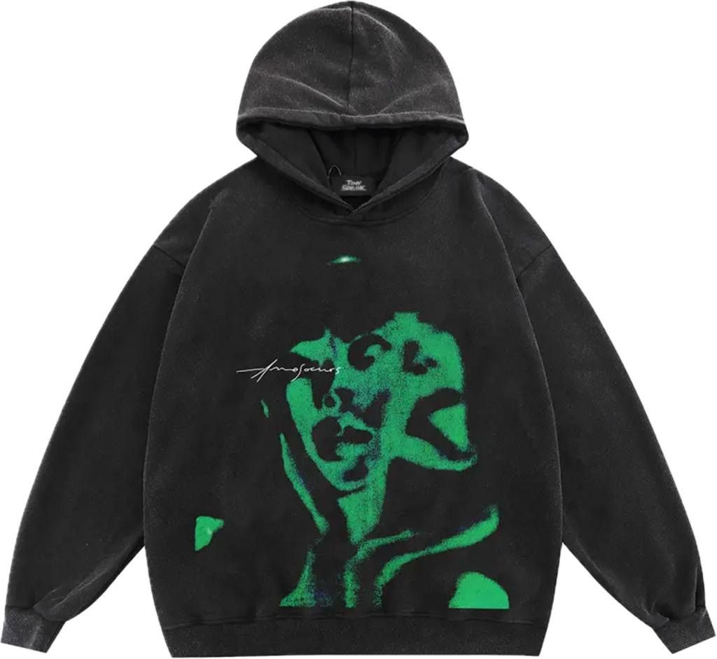Japanese Brand Face Graphic Oversize Hoodie Size US XL / EU 56 / 4 - 1 Thumbnail