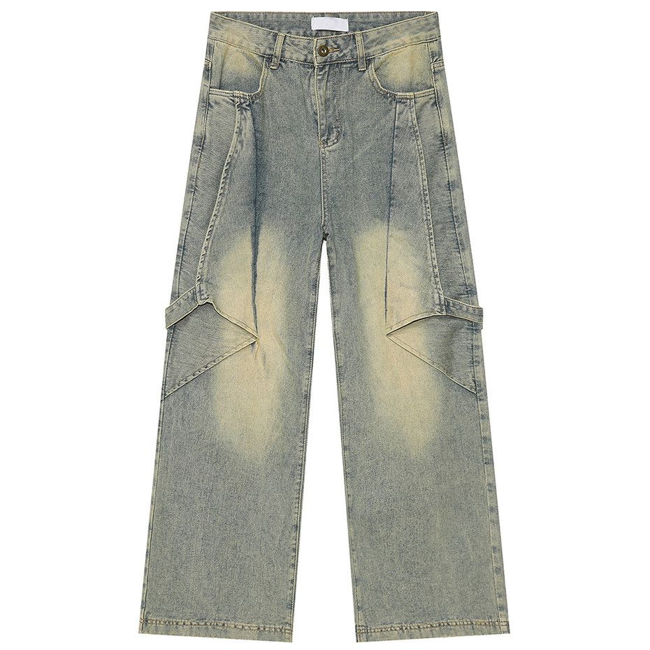 Jeans Irregular Patchwork Loose Straight