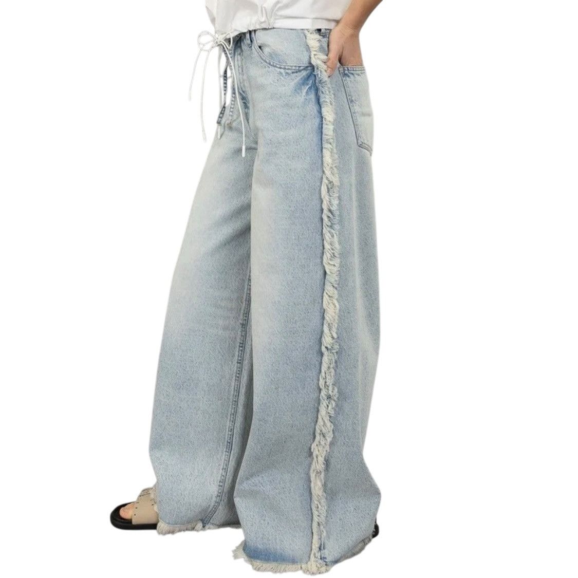 Divided Divided frayed waist and seam baggy jeans Size 30" / US 8 / IT 44 - 2 Thumbnail