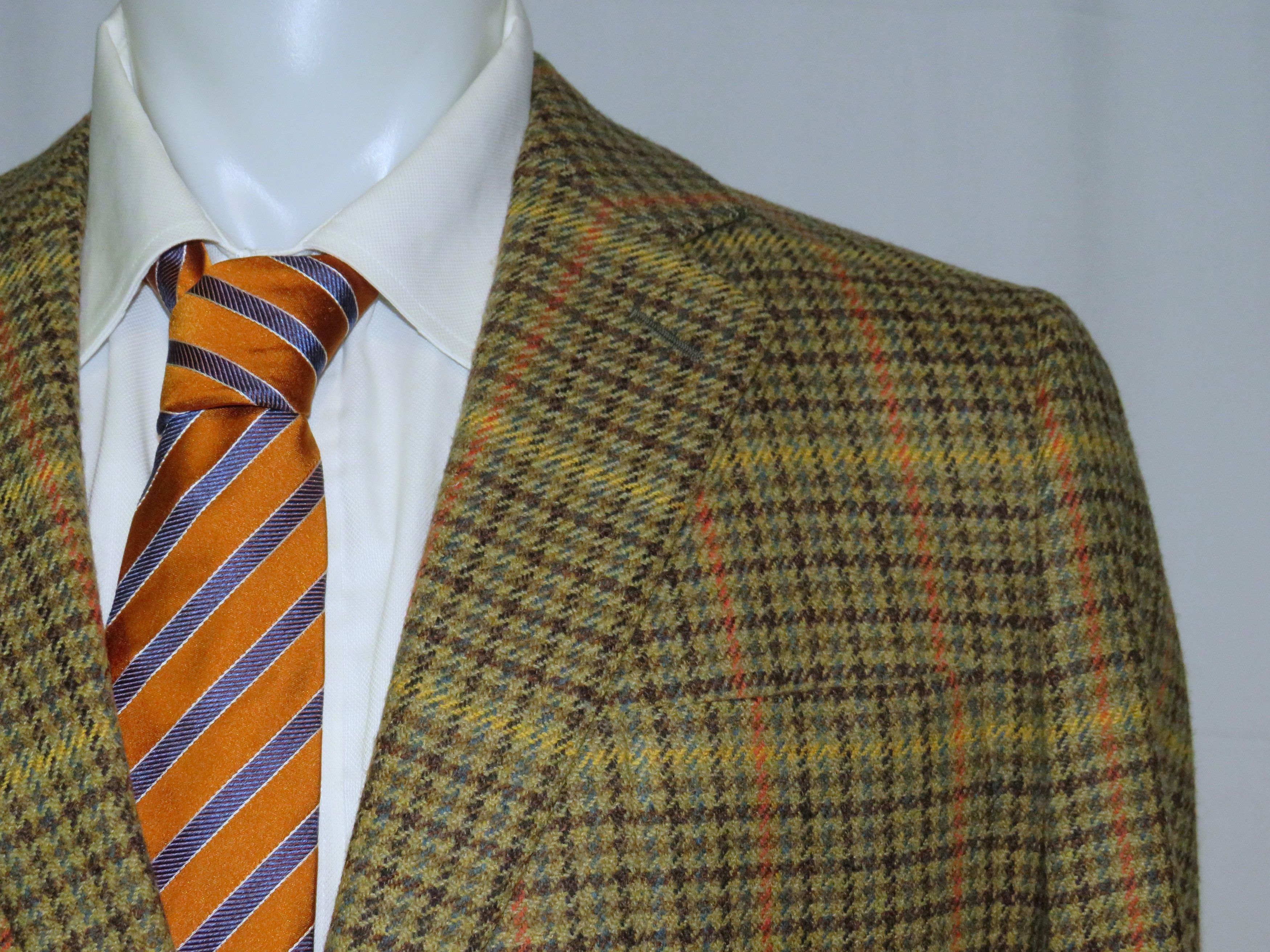 Savile Row B. Burstow Brown Gun Check Plaid Two Button Sport Coat Size 40L - 5 Thumbnail