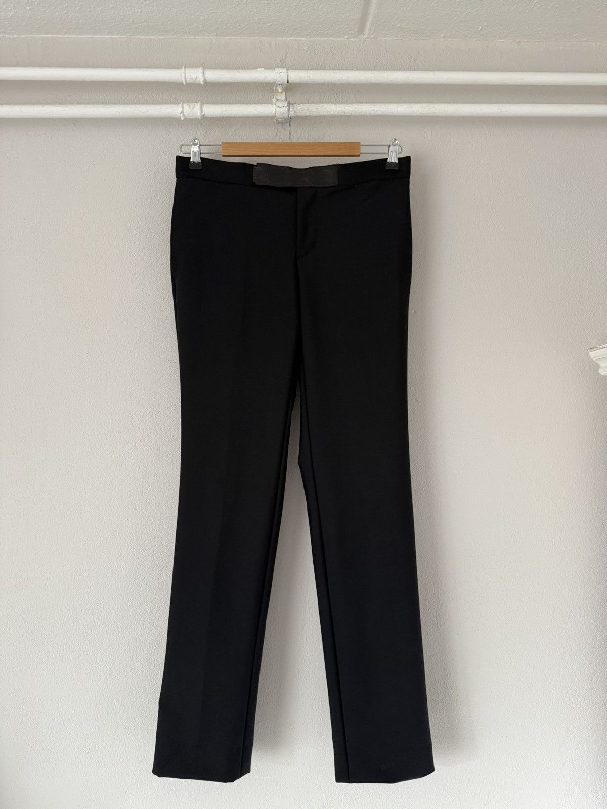 Hermes Black Wool-Mohair Trousers with Crocodile Waist Detail Size US 34 / EU 50 - 2 Thumbnail