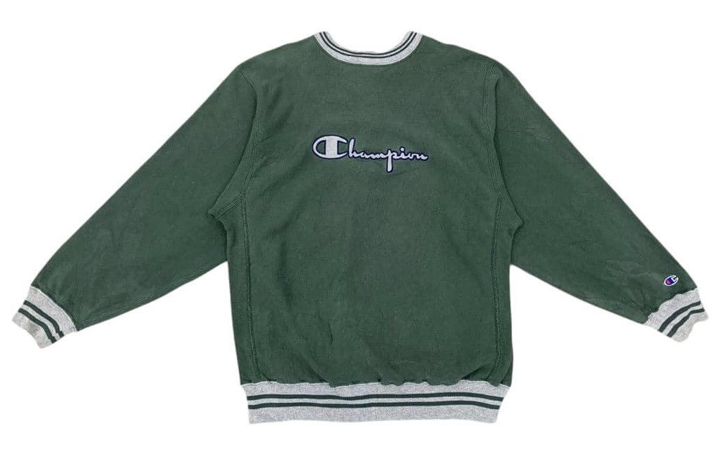Champion × Vintage Vtg Champion Reverse Weave Big Logo Embroidered Sweatshirt Size US XL / EU 56 / 4 - 1 Thumbnail