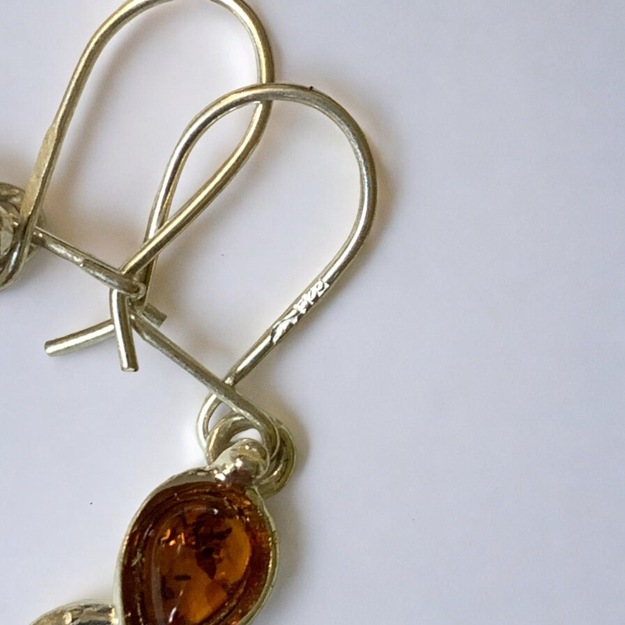 Designer Sterling Silver 925 Snake Drop Dangle Earrings With Amber Size ONE SIZE - 9 Thumbnail