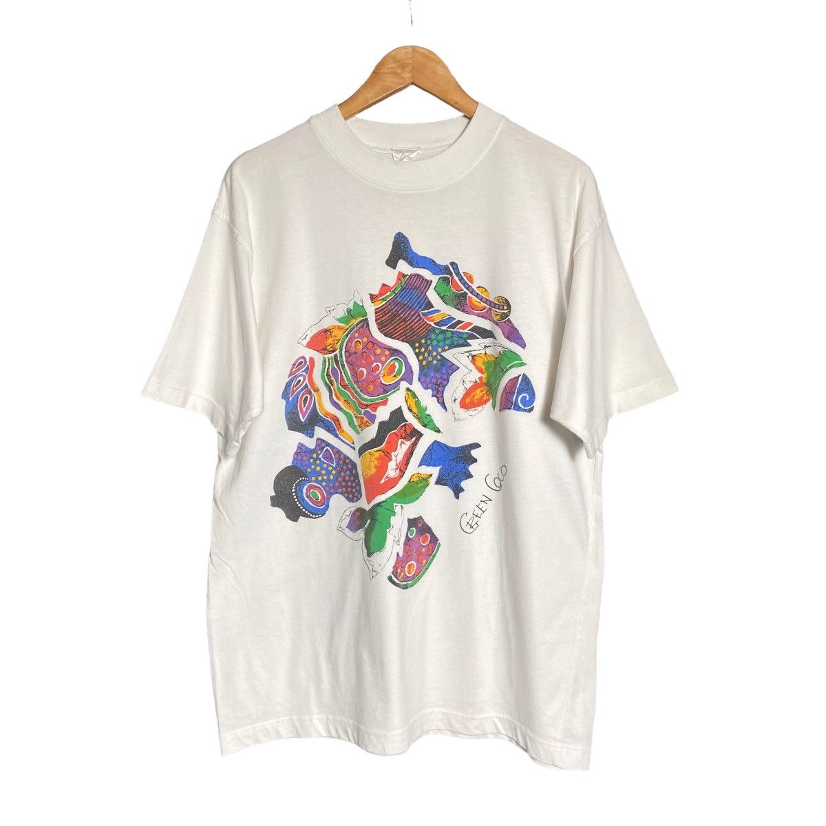 Vintage Vintage 90s Green Coco Hawaii Art Tee Size US XL / EU 56 / 4 - 1 Thumbnail