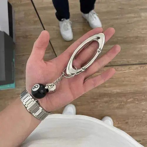 Designer × Japanese Brand Street Hip Hop Black 8 Silver Dice Keychain Size ONE SIZE - 3 Thumbnail