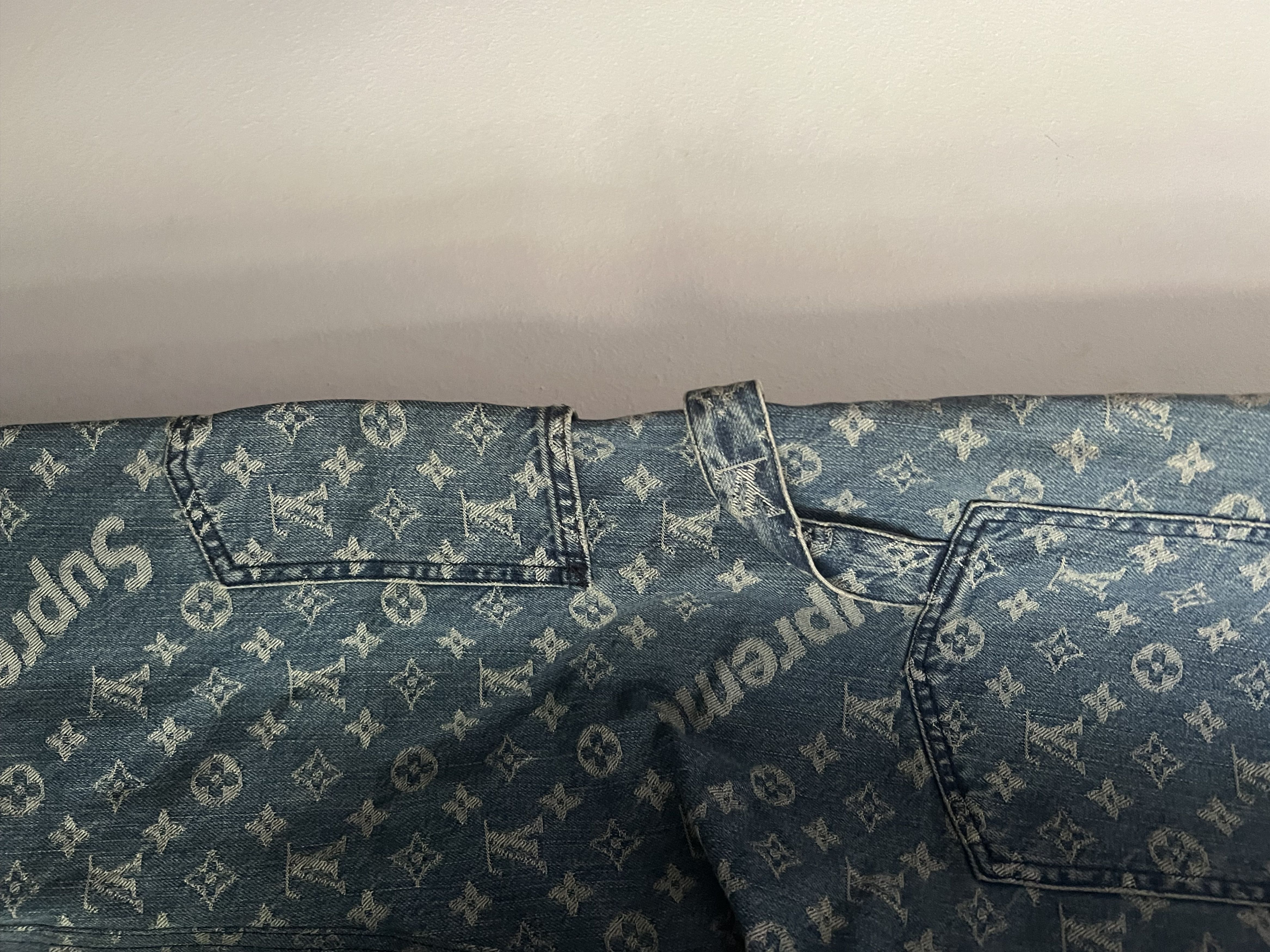Louis Vuitton × Supreme LV X Supreme Sz32 Blue Monogram Denim Overall Size US 32 / EU 48 - 7 Thumbnail