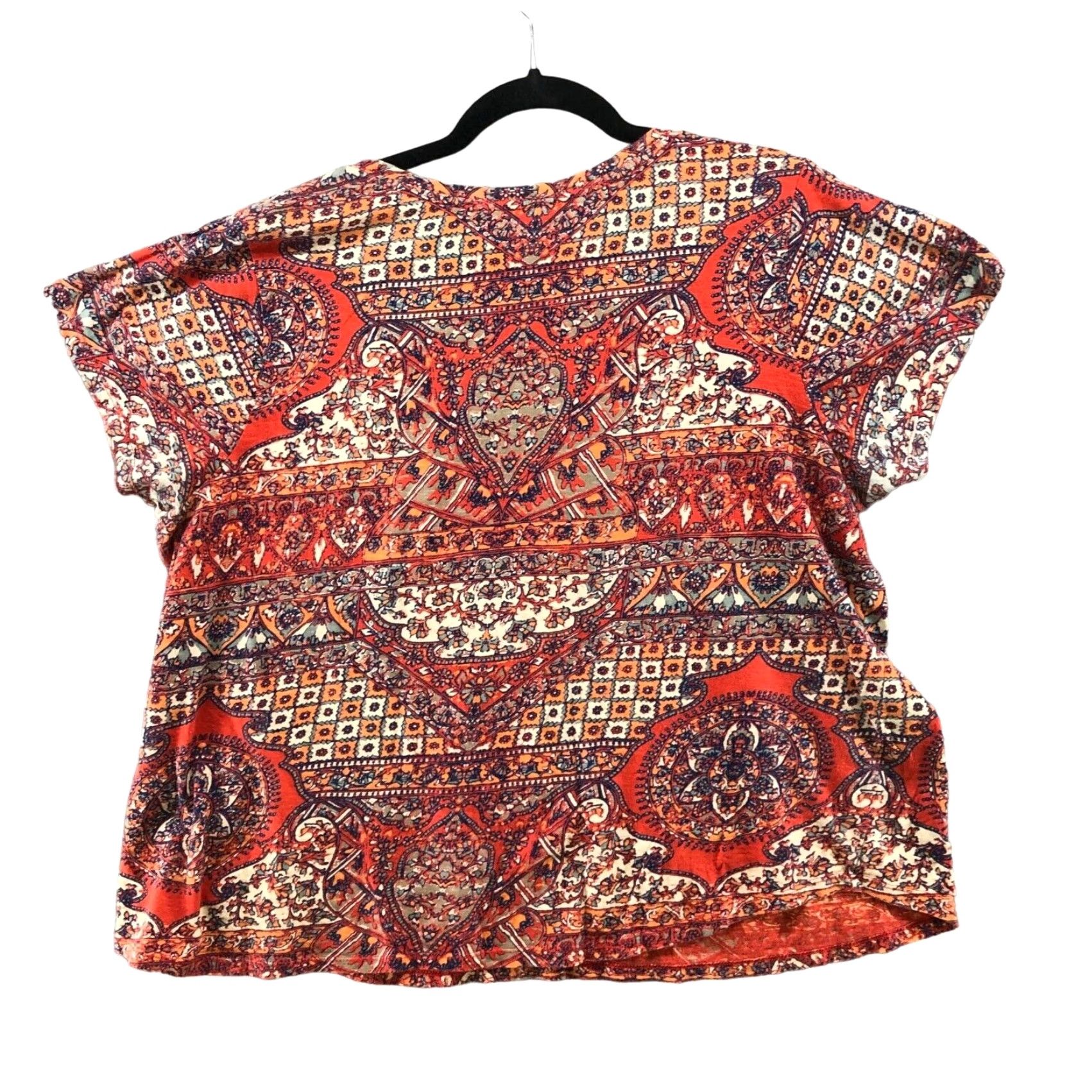 Lucky Brand VINTAGE Lucky Brand Boho Print T-Shirt Womens 1X Short Sleeve Cotton Red Bohemian Festival Beach Summer Retro Size XL / US 12-14 / IT 48-50 - 2 Thumbnail