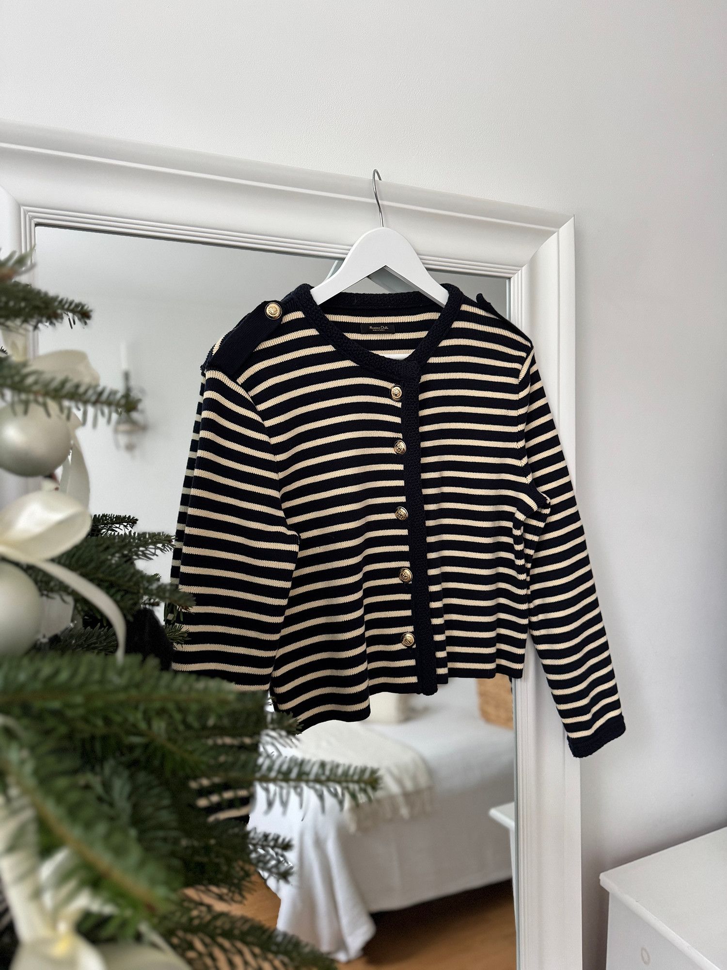 Massimo Dutti striped jacket cardigan massimo dutti viral navy beige Size M / US 6-8 / IT 42-44 - 1 Thumbnail