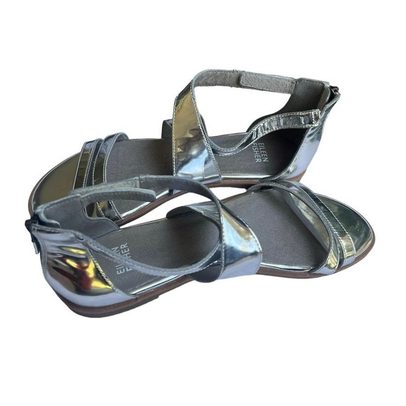 Eileen Fisher Eileen Fisher Cici silver mirrored strappy sandal Size US 8 / IT 38 - 3 Thumbnail