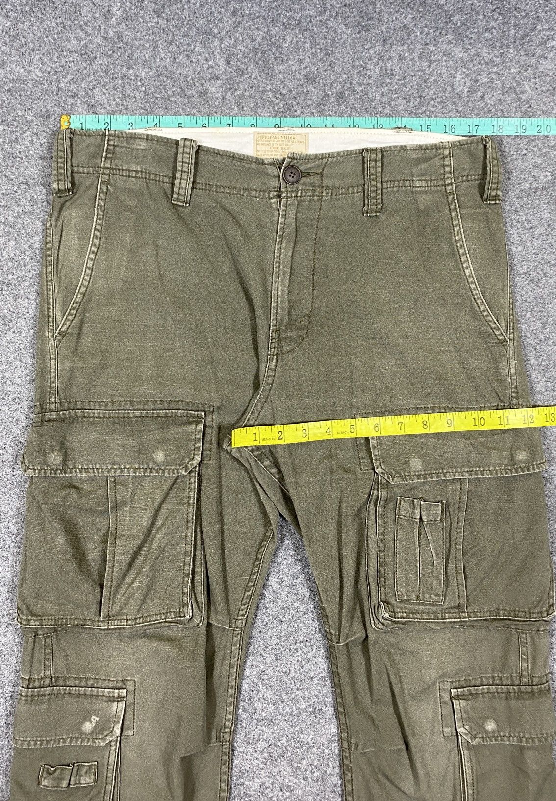 Purple Brand Vintage’90s🔥Purple&Yellow🔥Fade Green Army Cargo Pants Size US 36 / EU 52 - 3 Thumbnail