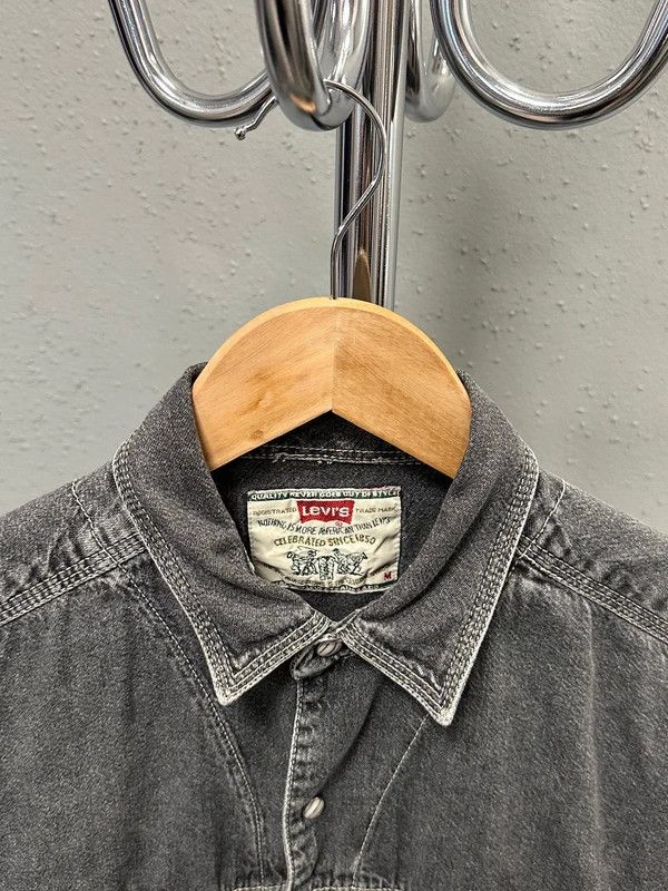 Levi's Vintage 1990s Levi’s Western Shirt - Charcoal Grey Size US M / EU 48-50 / 2 - 2 Thumbnail